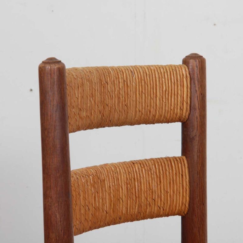 Set Of 4 Wooden Chairs With Straw Seats, French Craftsmanship, 1950 photo buy