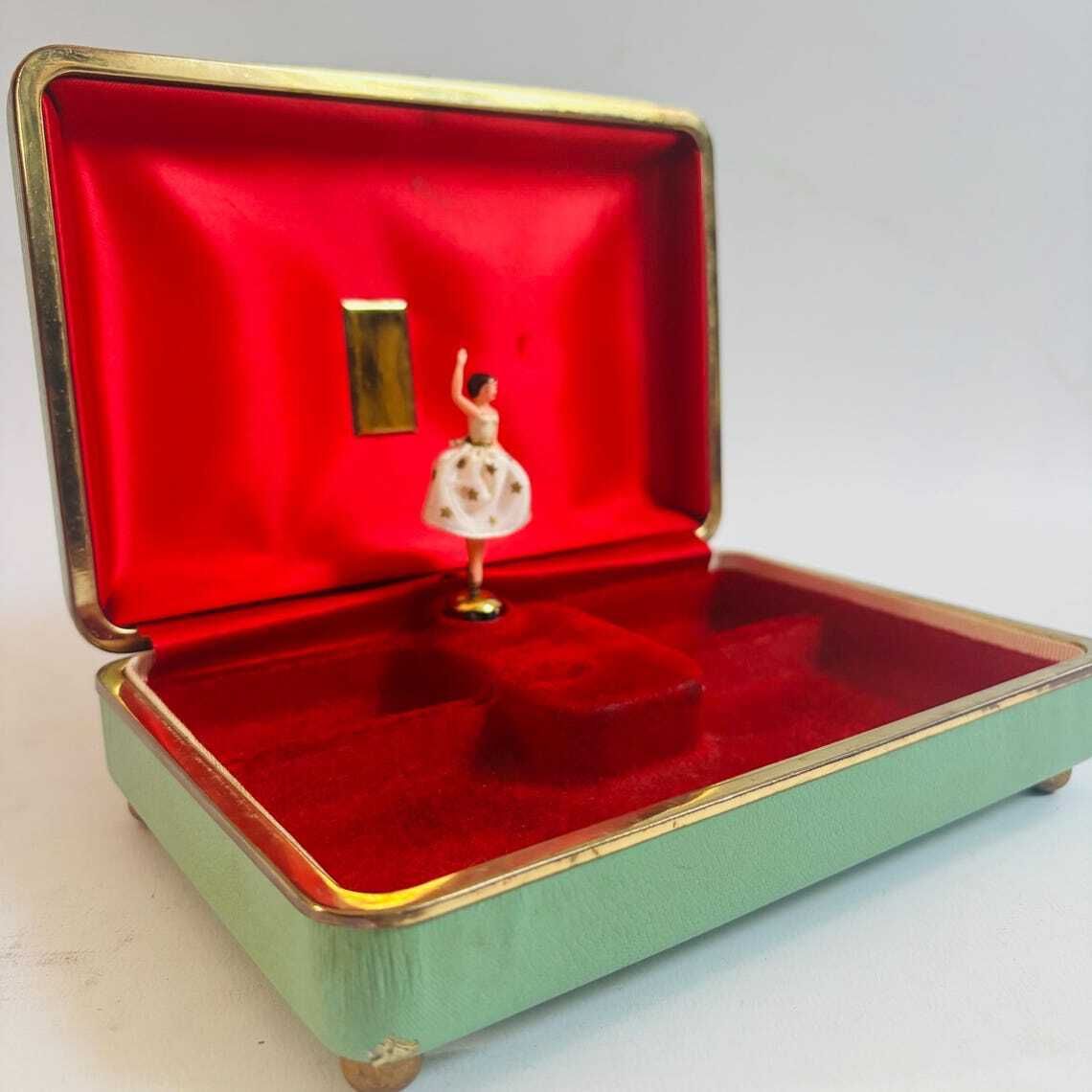 Vintage Reuge Swiss Musical Jewelry Box: Ballerina, Polka Dot, 1940s photo furniture