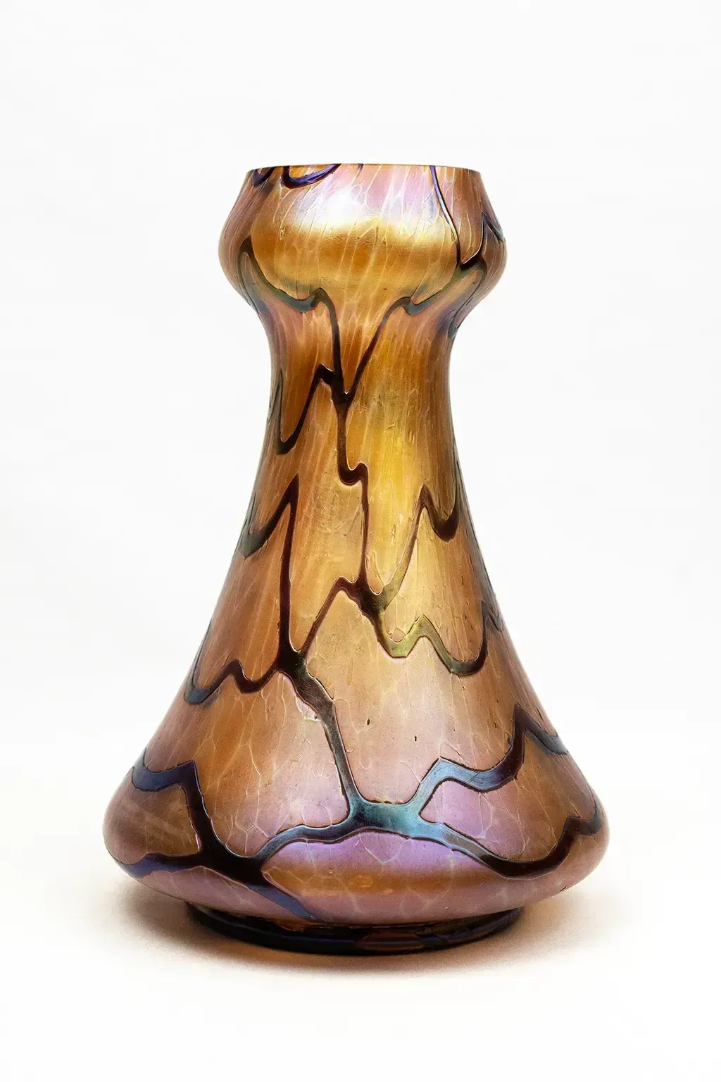 Pair Of Art Nouveau Vases In Iridescent Glass  Palme König And Habel Bohemia Circa 1900 photo Home Decor