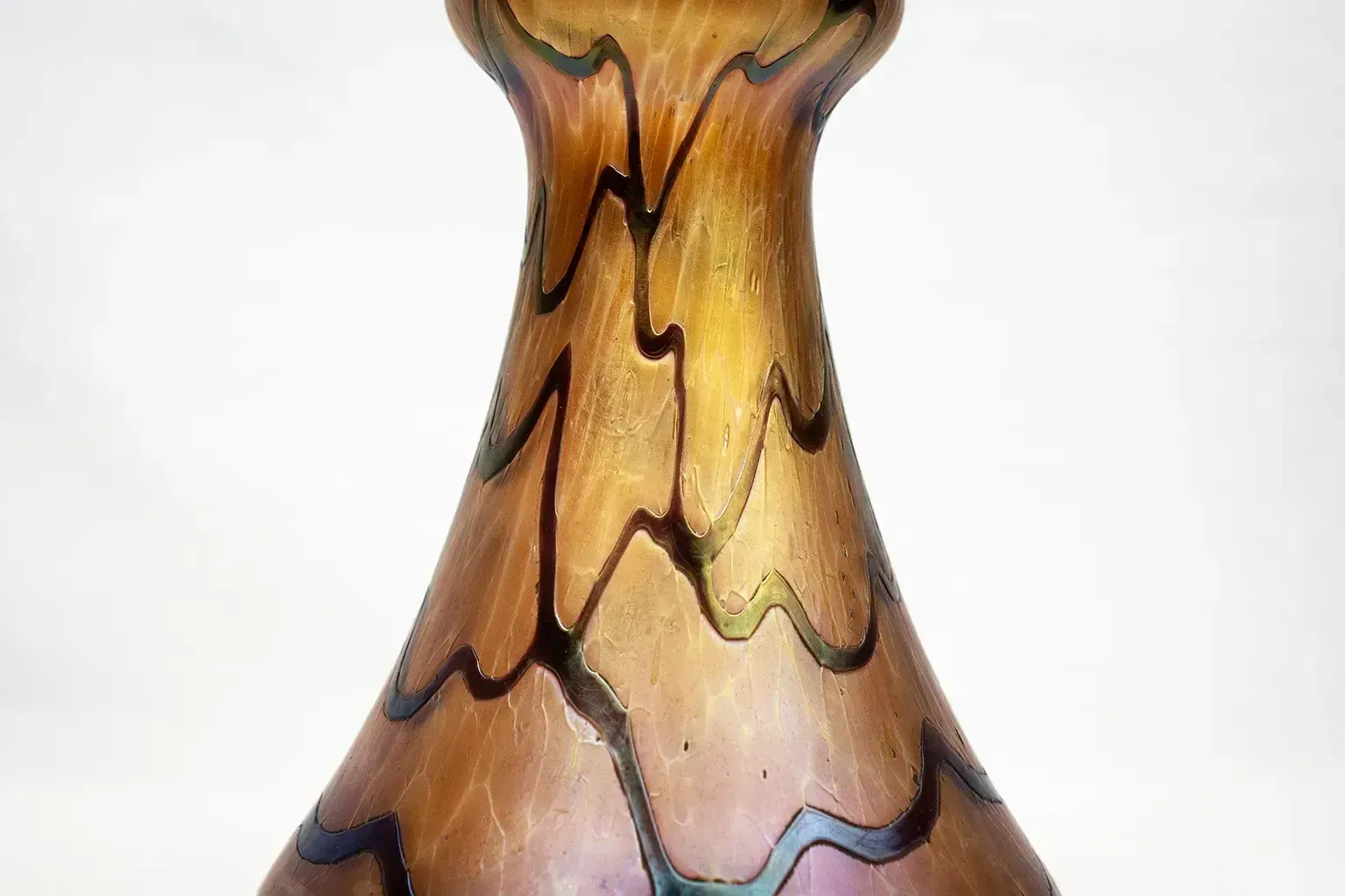 Pair Of Art Nouveau Vases In Iridescent Glass  Palme König And Habel Bohemia Circa 1900 photo buy