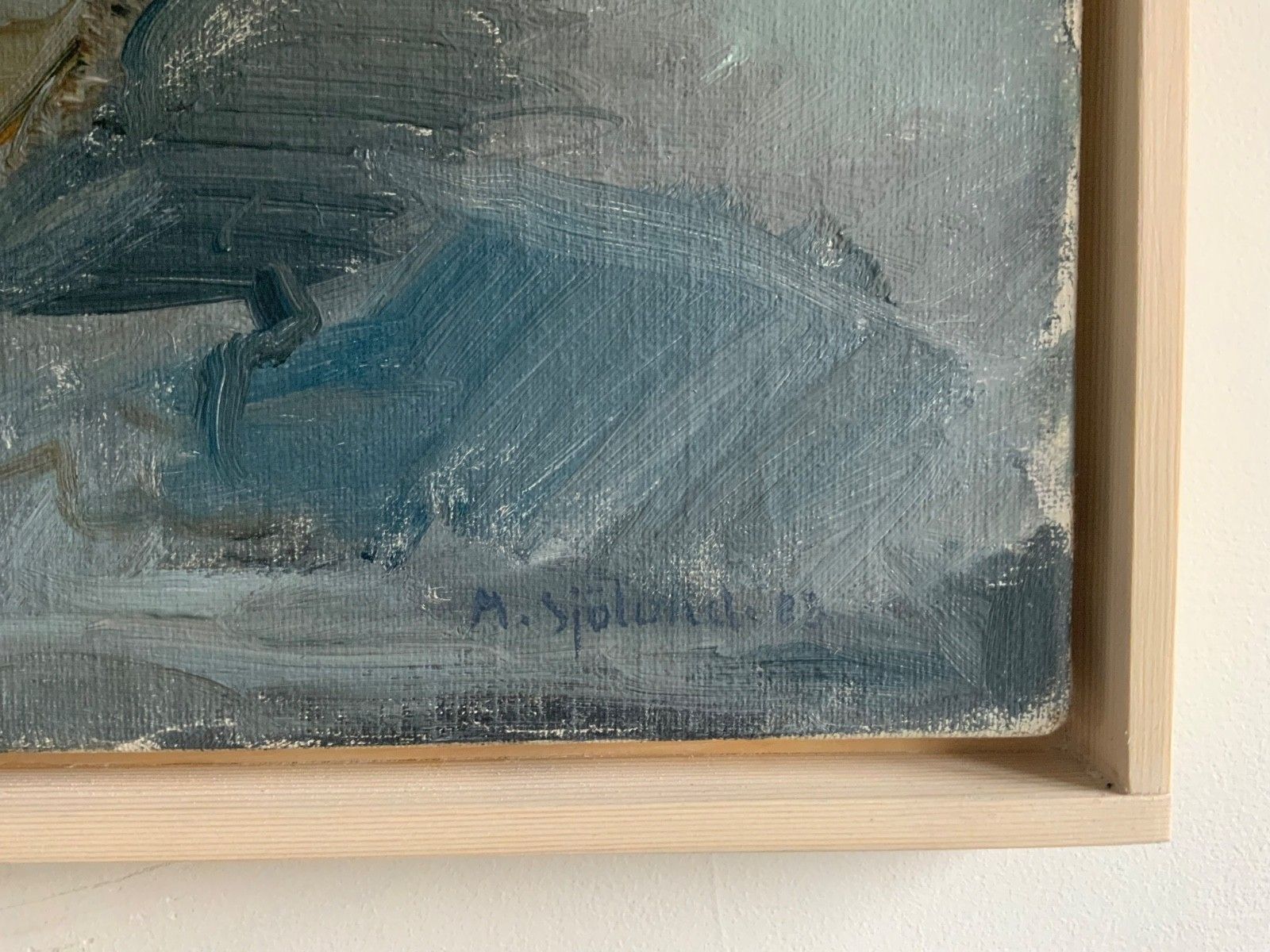 Oil Painting On Canvas, Contemporary Abstract, M.Sjolund 1983 photo vinterior