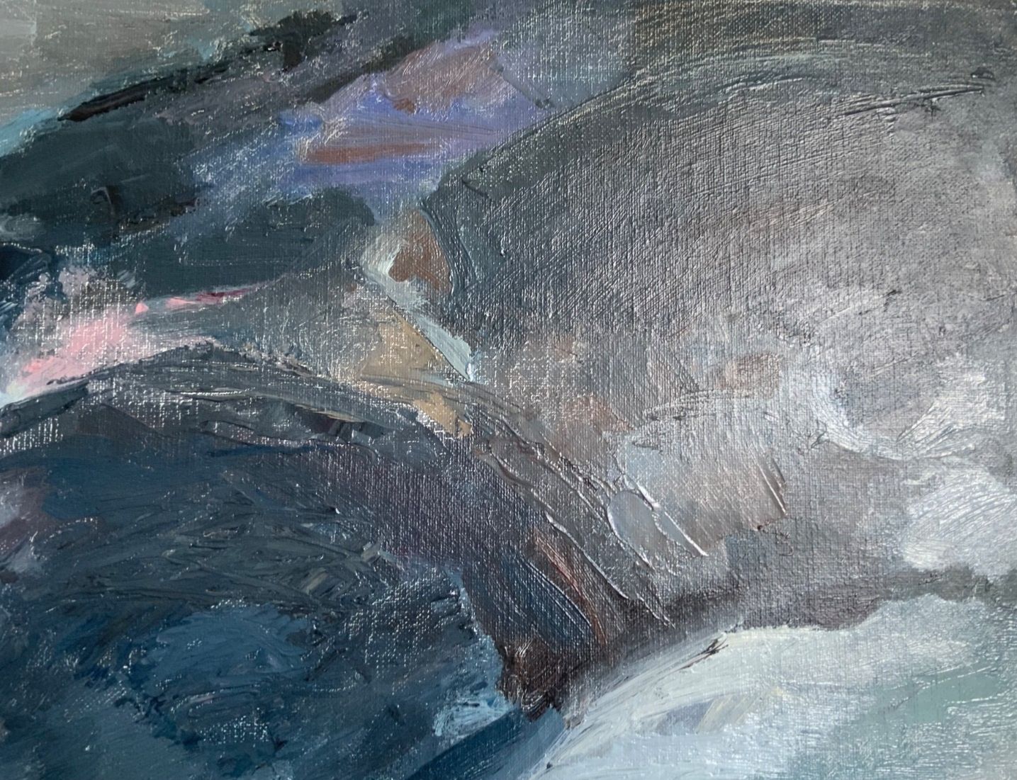 Oil Painting On Canvas, Contemporary Abstract, M.Sjolund 1983 photo vintage