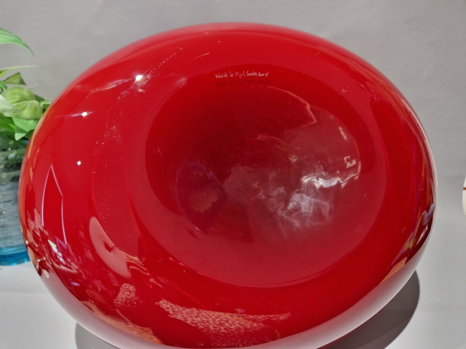 photo furniture Nigel Coates Salviati Large Oversized Red Cased Italian Murano Glass Vase Signed