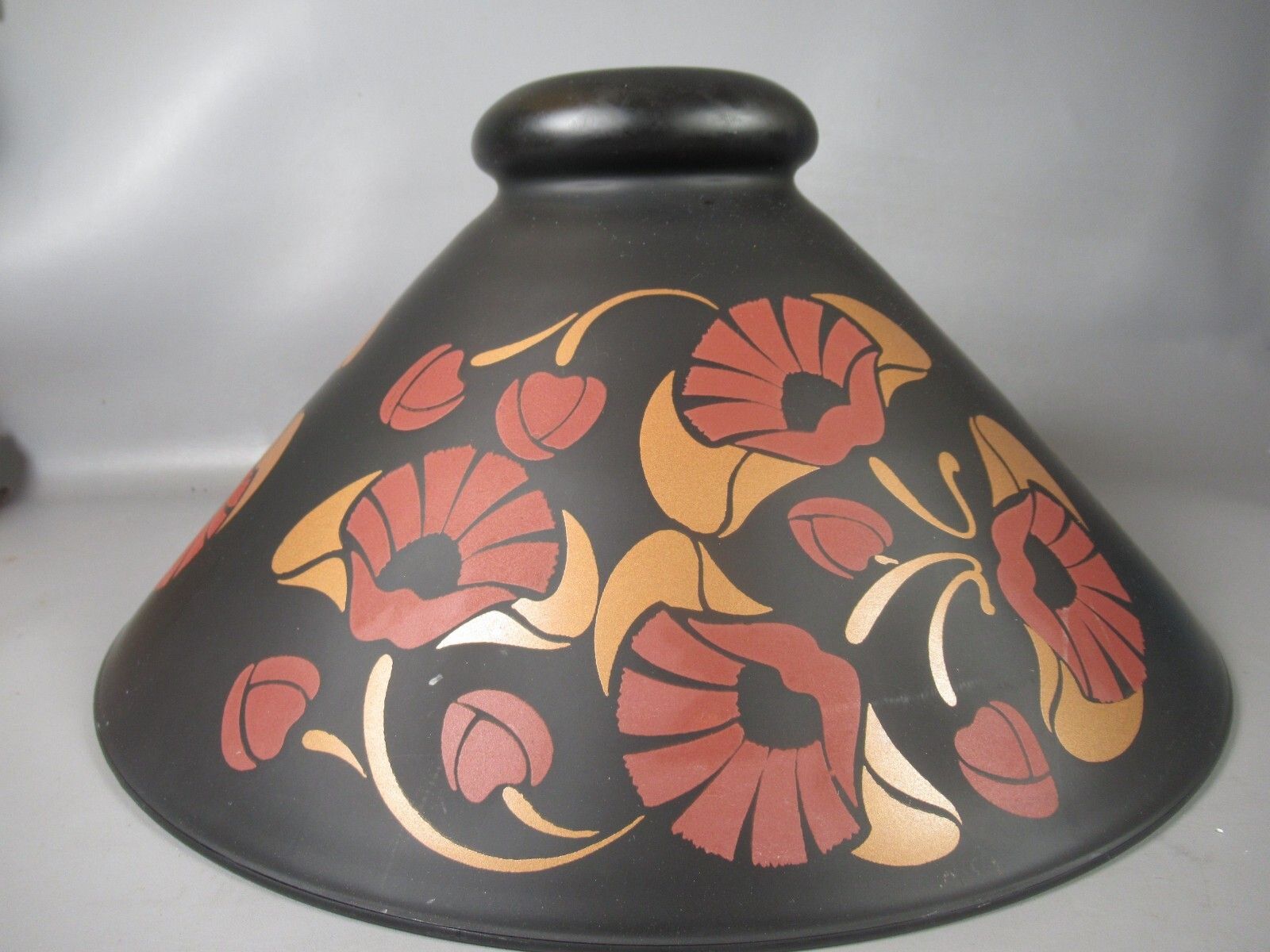 Vintage Nouveau Black Brown Gold Satin Finish Glass French Light Shade photo furniture