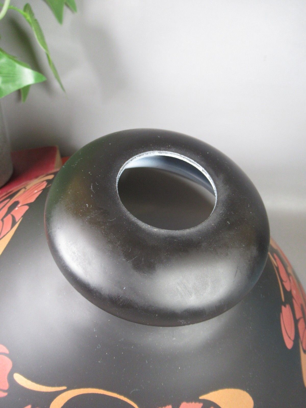 Vintage Nouveau Black Brown Gold Satin Finish Glass French Light Shade photo 75.0