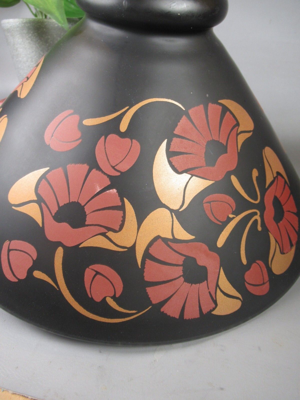 Vintage Nouveau Black Brown Gold Satin Finish Glass French Light Shade photo buy