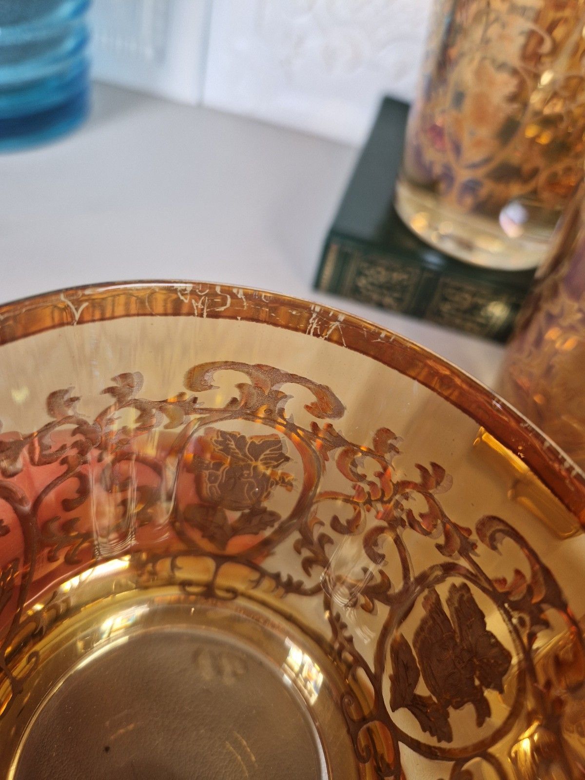 Vintage Cristal Real Gold Set 6 Tumblers Glasses Italian J Preziosi Lavorato photo buy