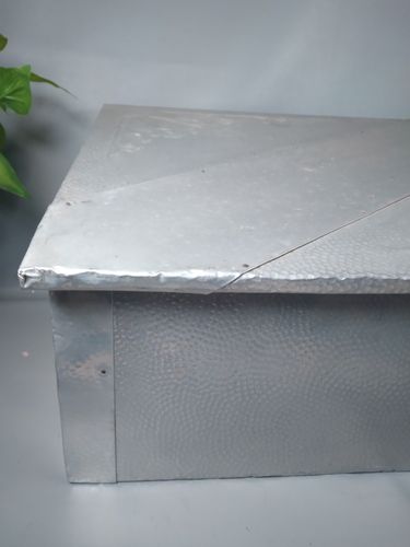 Edwardian Antique Hammered Silver Metal Shoe Box Storage Wooden Metal Covered photo vinterior