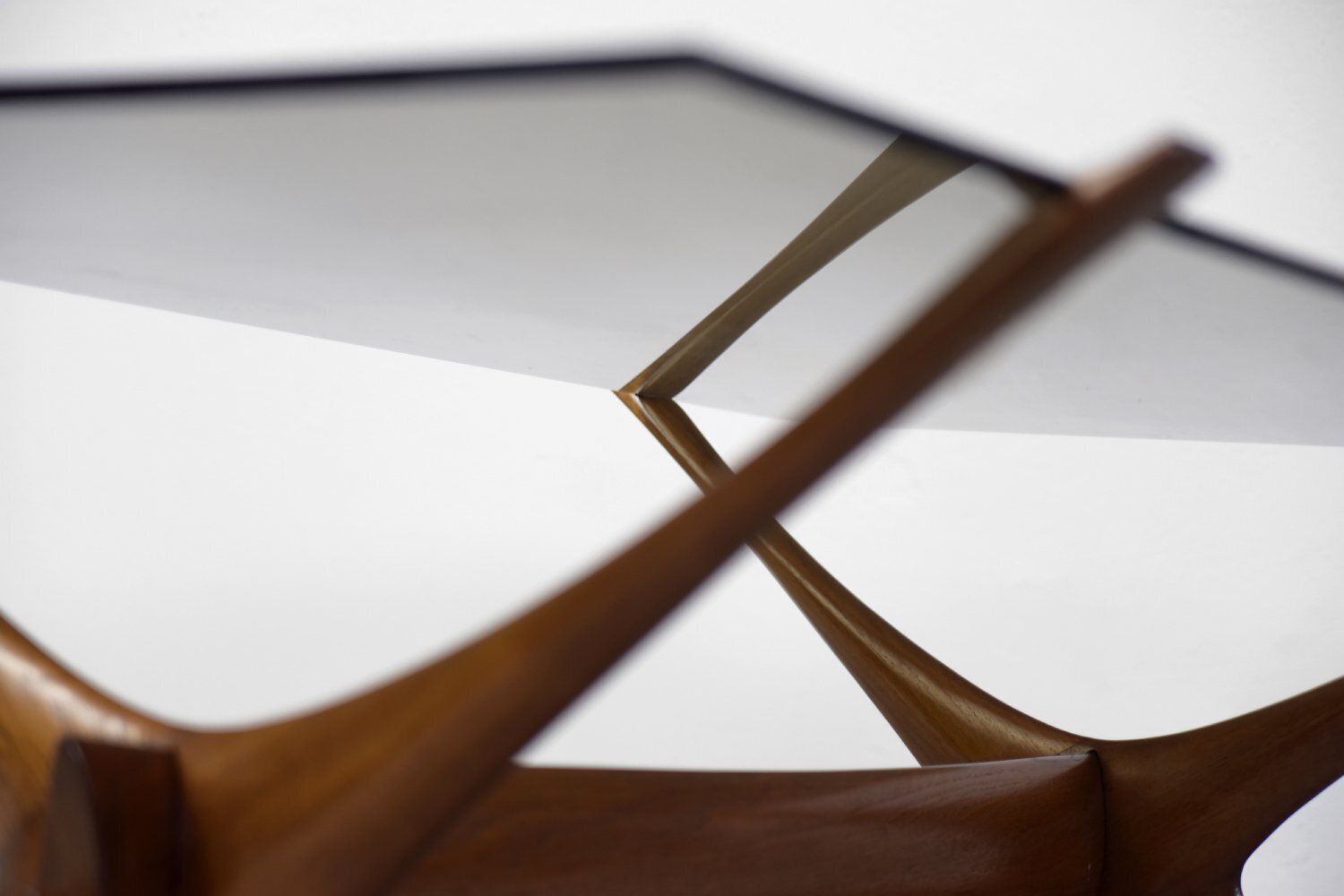 Mid Century Scandinavian Modern Glass And Walnut Condor Coffee Table By Fredrik Schriever Abeln For örebro Glass, 1960s photo 3564.0