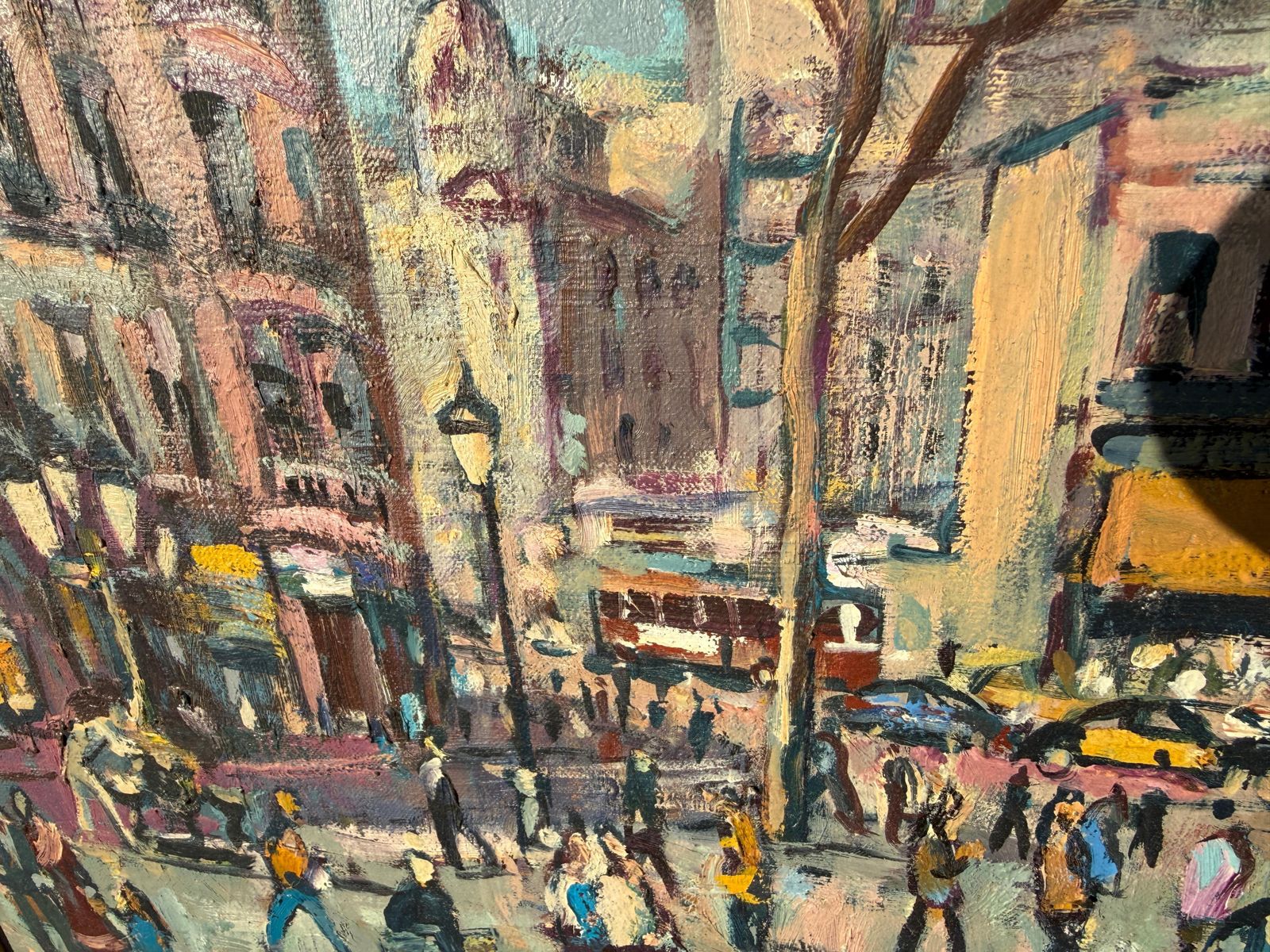 Josep Moscardo Las Ramblas Barcelona Oil On Canvas, Signed, 1990s, Framed C.1990 photo Art