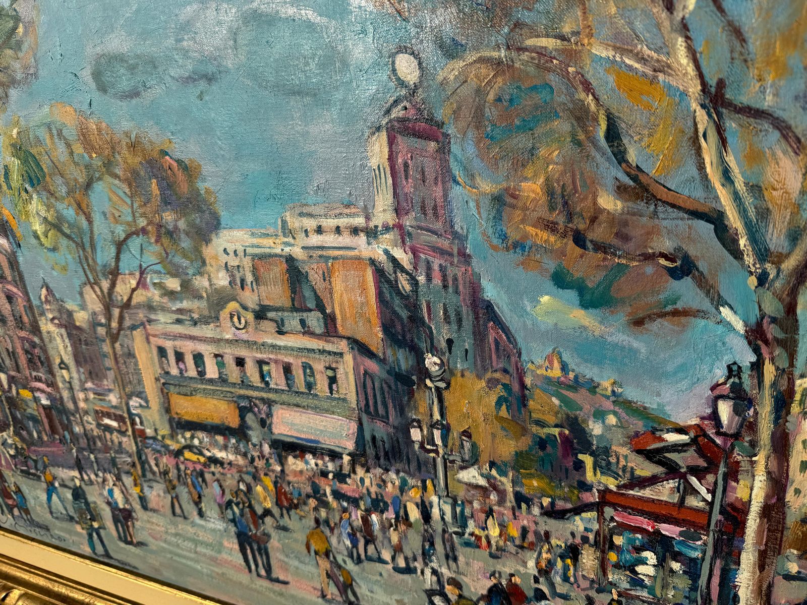 Josep Moscardo Las Ramblas Barcelona Oil On Canvas, Signed, 1990s, Framed C.1990 photo buy