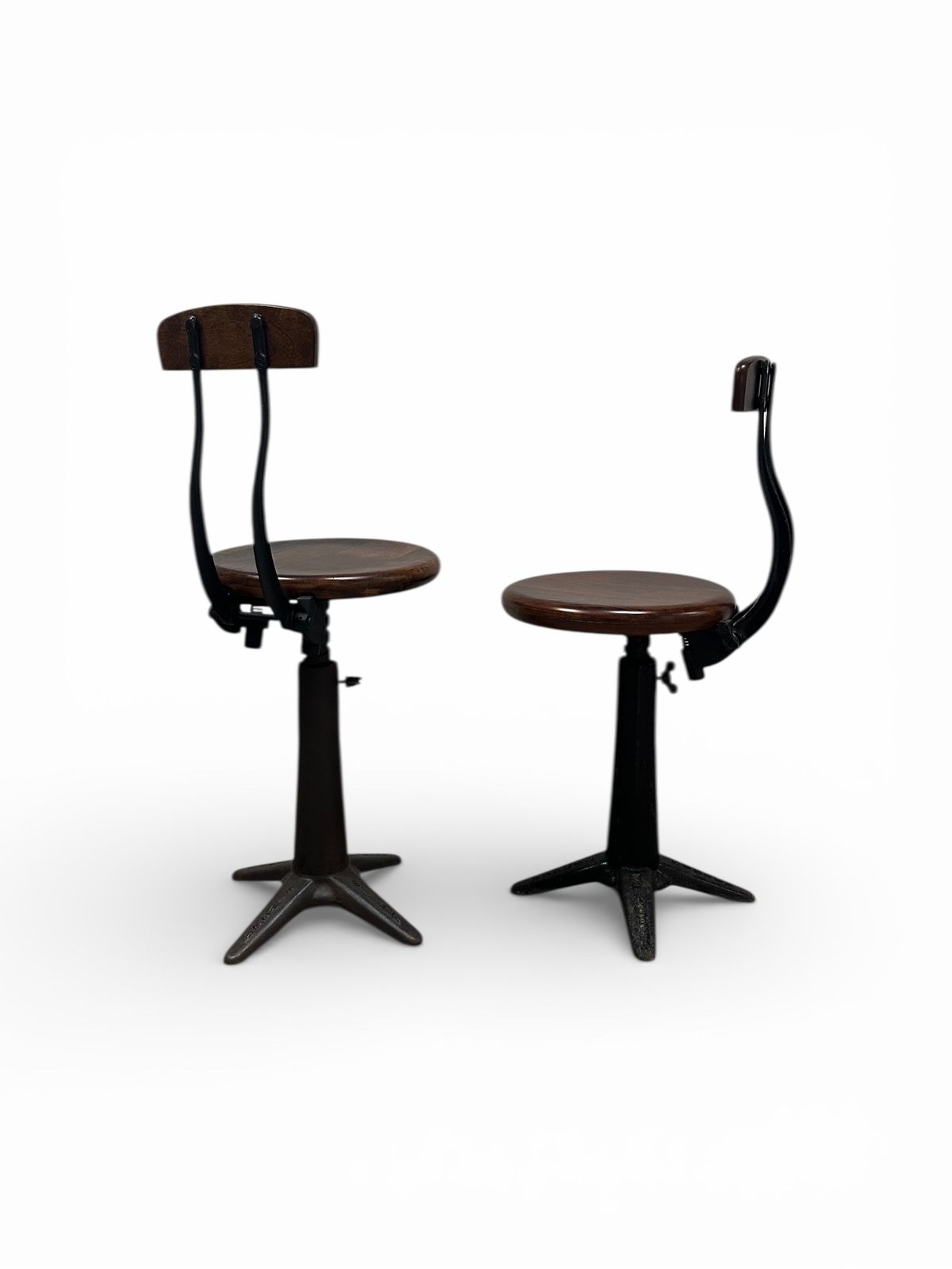 Pair Set Vintage Original Singer Sewing Spring Back Factory Machinist Chair Chairs Stool photo 2395.0