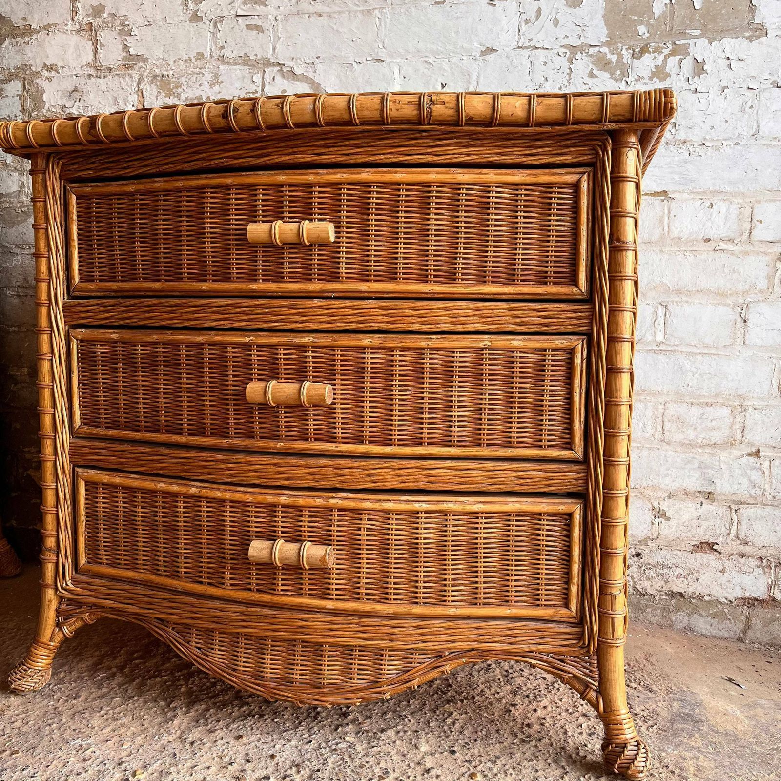 Mid Century Bamboo And Wicker Chest Of Drawers/ Storage / Cupboard photo furniture