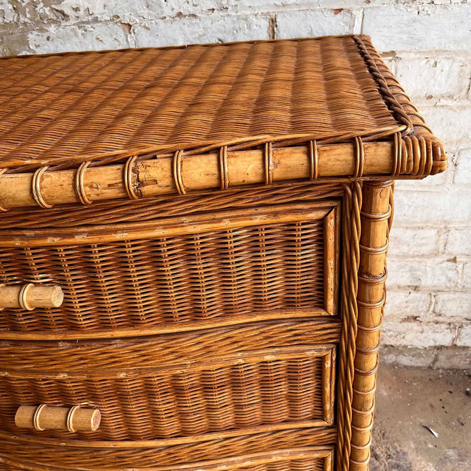 Mid Century Bamboo And Wicker Chest Of Drawers/ Storage / Cupboard photo 825.0