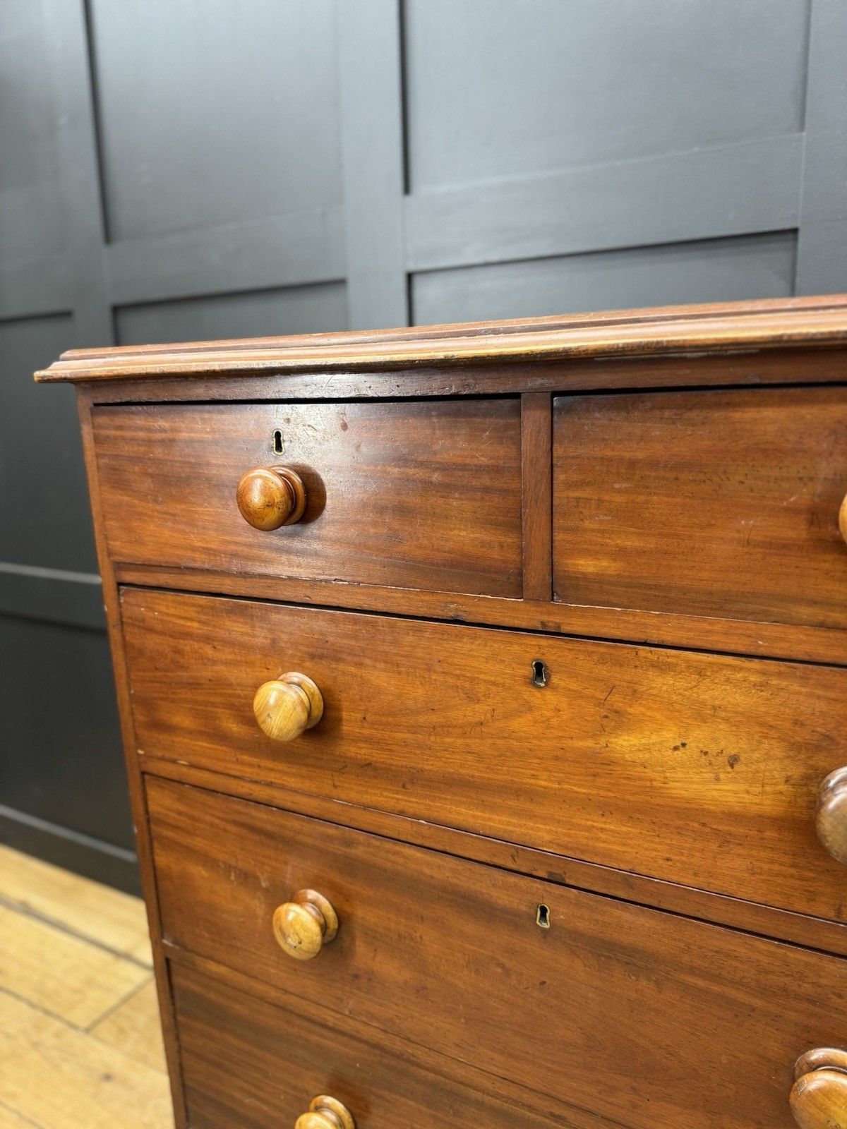 photo for sale Victorian Mahogany Chest Of Drawers On Bun Feet