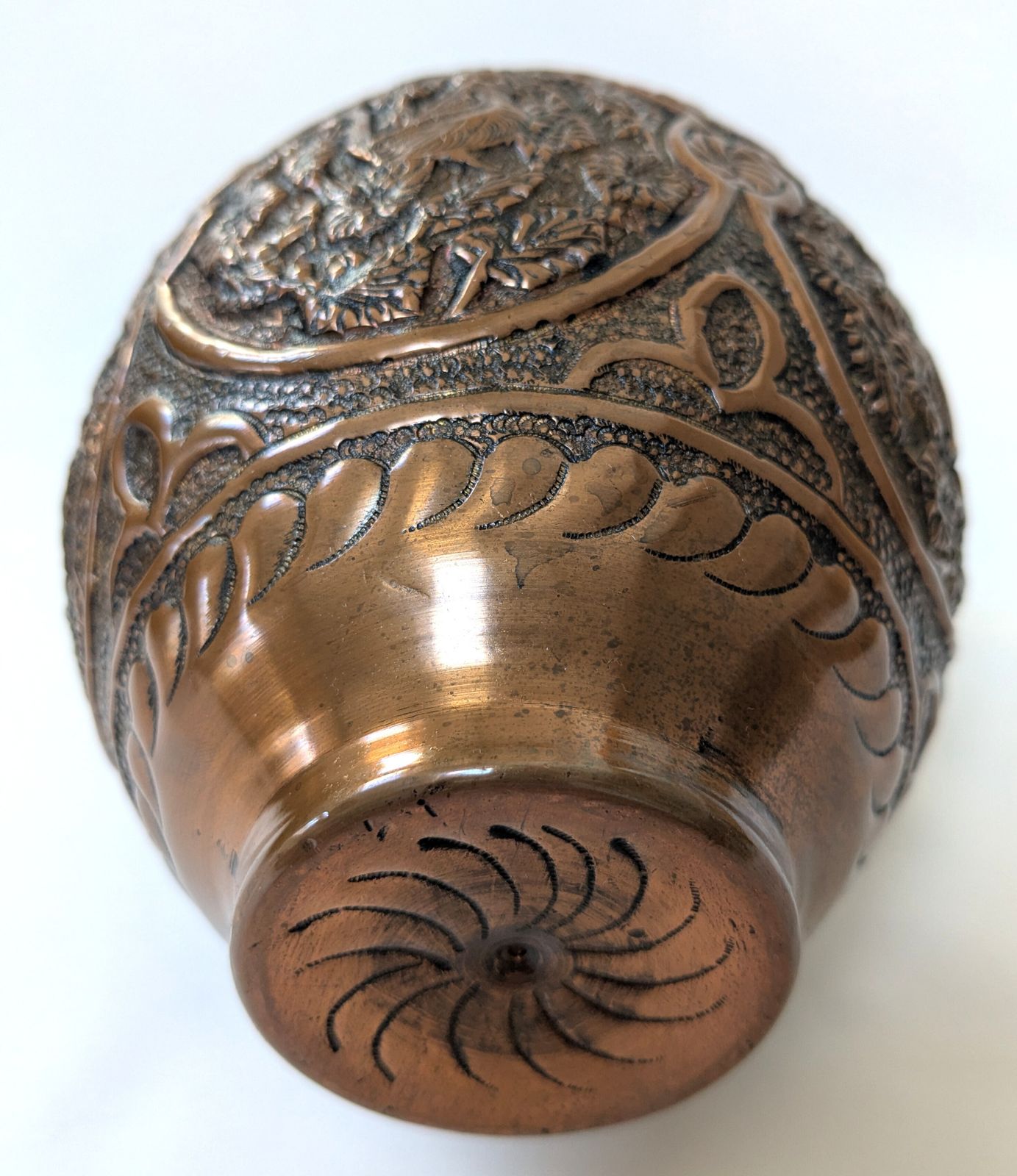 Home Decor Antique Islamic Qajar Ghulamzani Carved Copper Vase photo