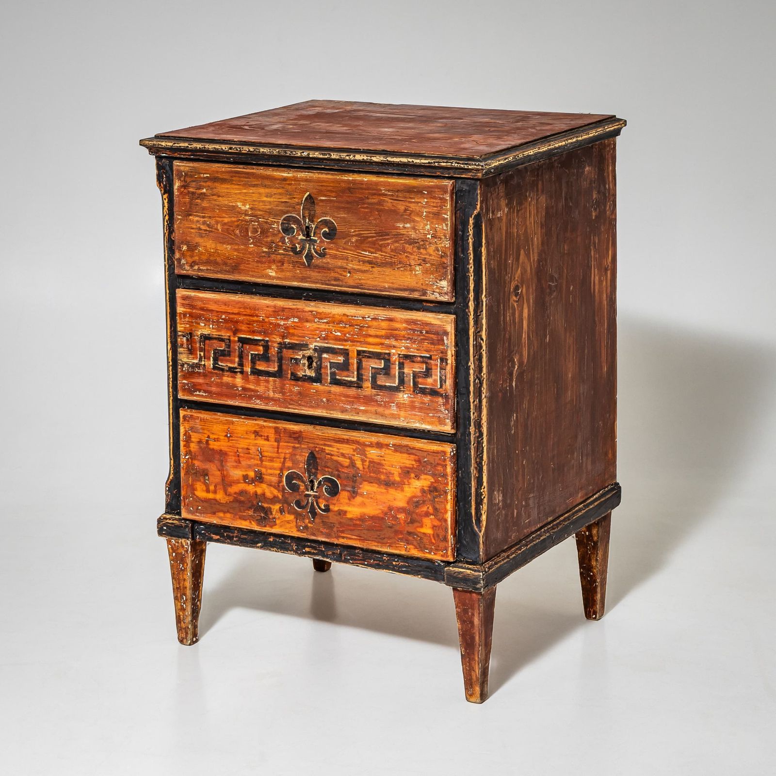 Hand Painted Biedermeier Chest Of Drawers In Red, First Half Of The 19th Century photo furniture