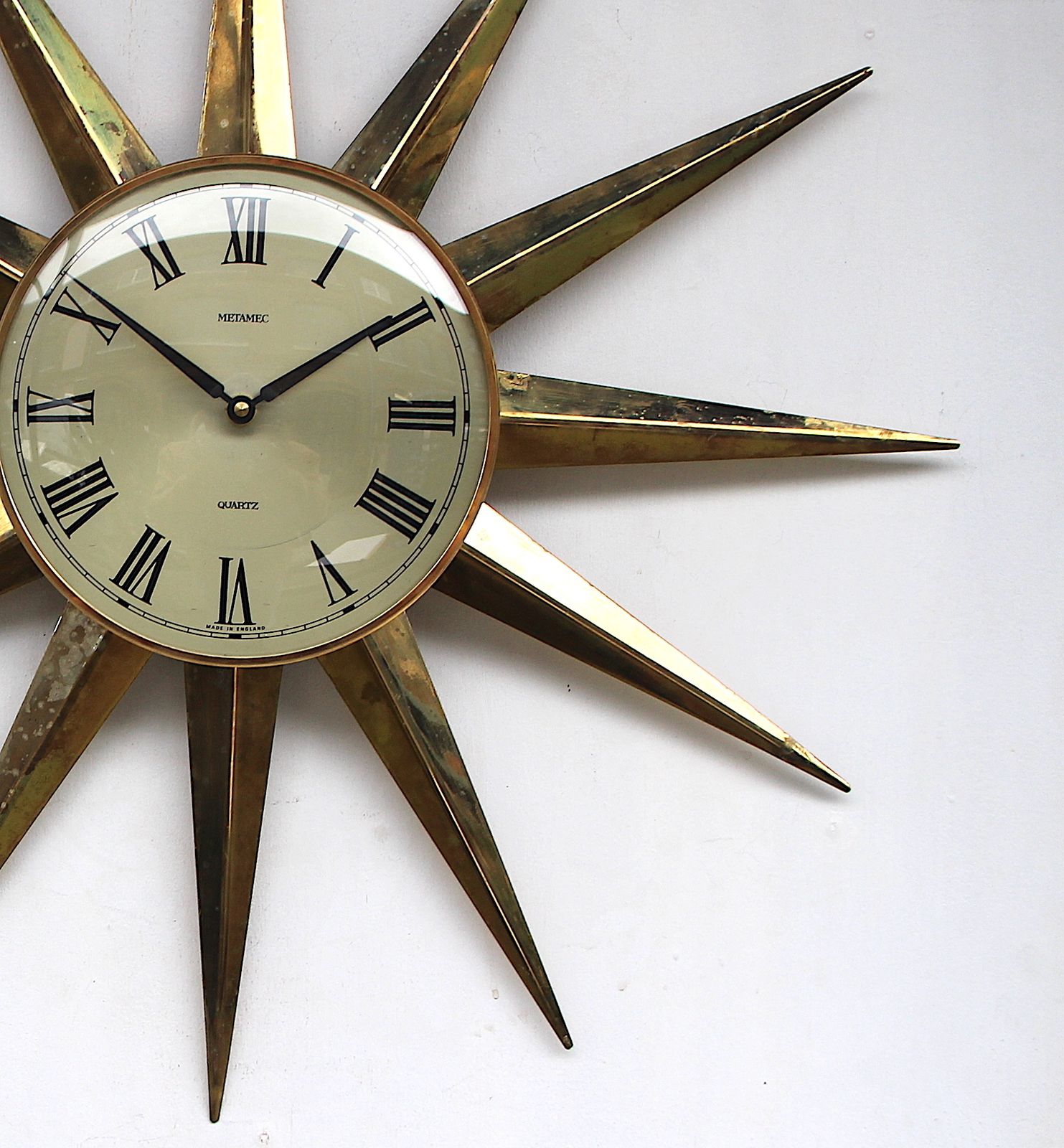 Huge 59cm 1970s British Sunburst Vintage Wall Clock. Fully Guaranteed. London Timepiece. photo for sale