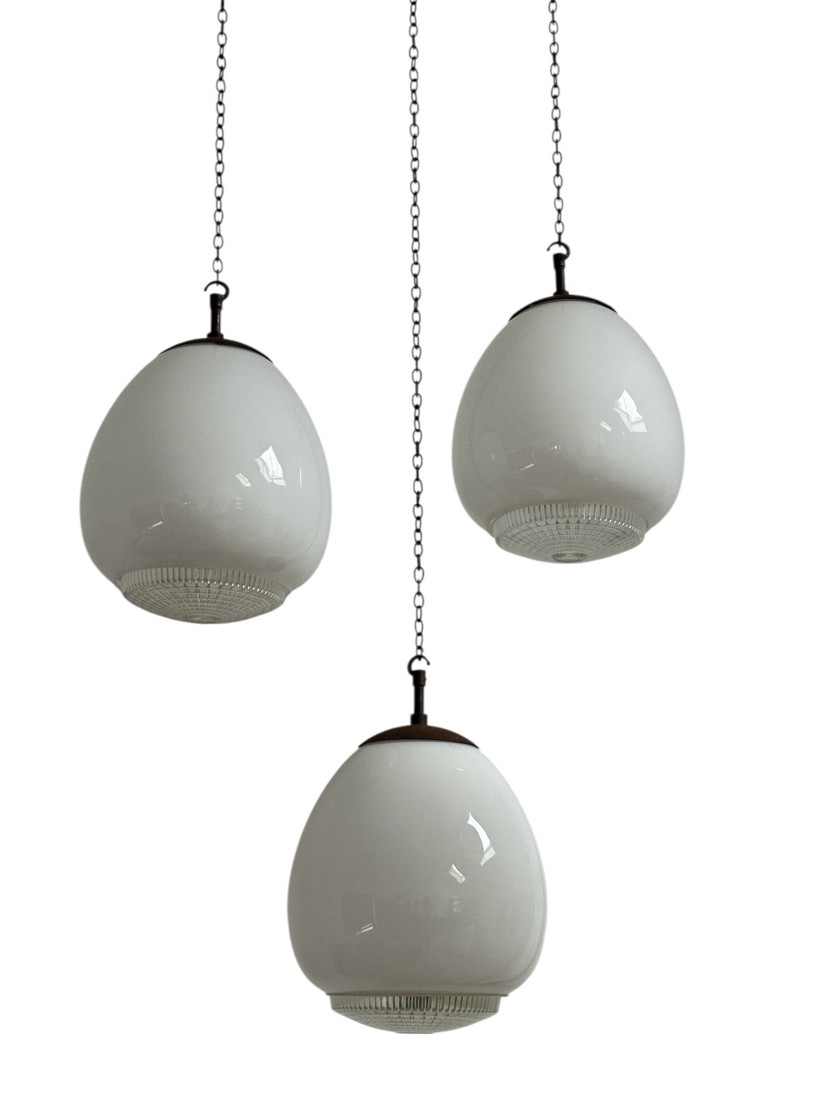 Set Run Antique Church Diffused Opaline Tulip Shaped Milk Glass Ceiling Pendant Light Lamp By Sunglow
