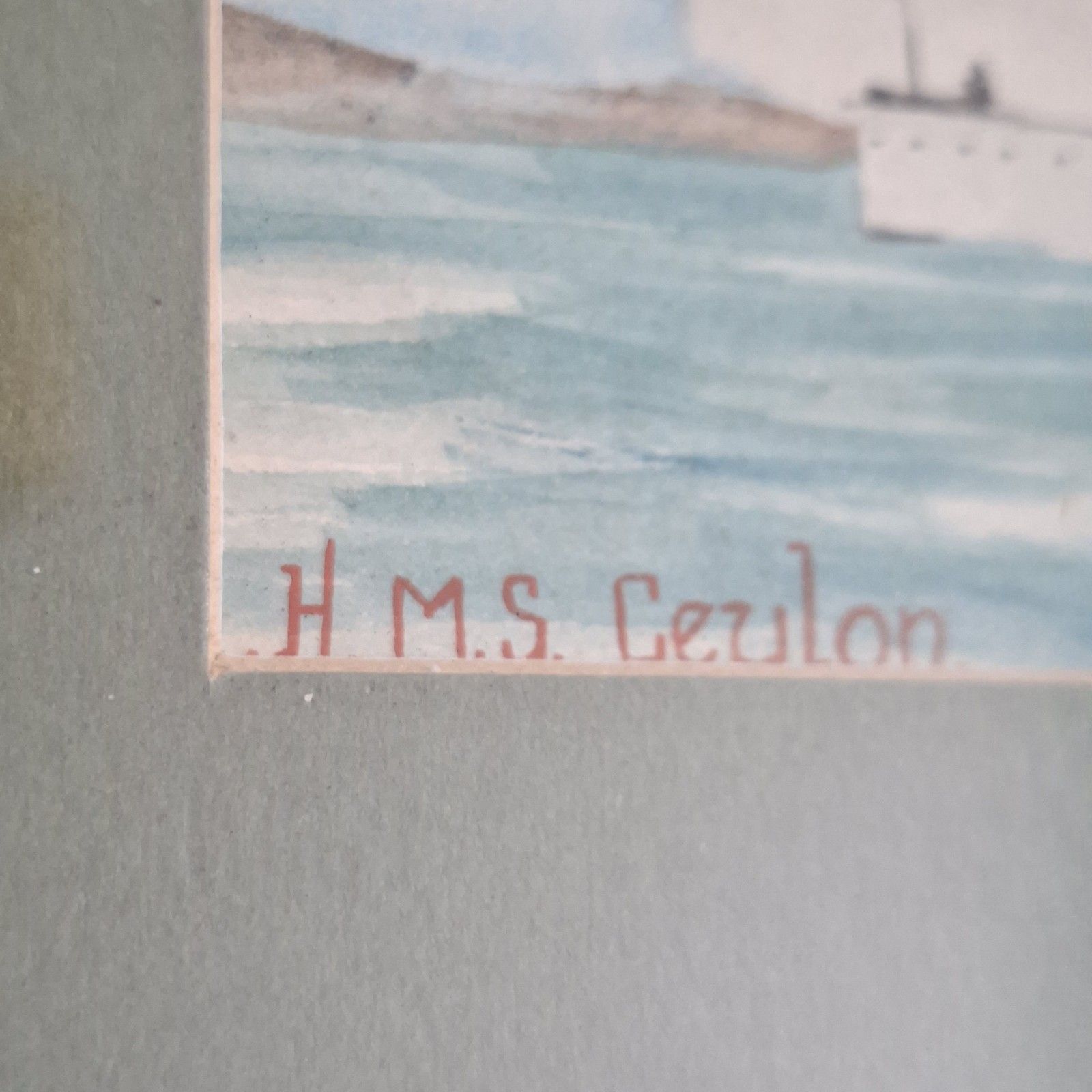 Original Watercolour Painting Hms Ceylon Royal Navy Cruiser 1950 Vintage Art photo 95.0