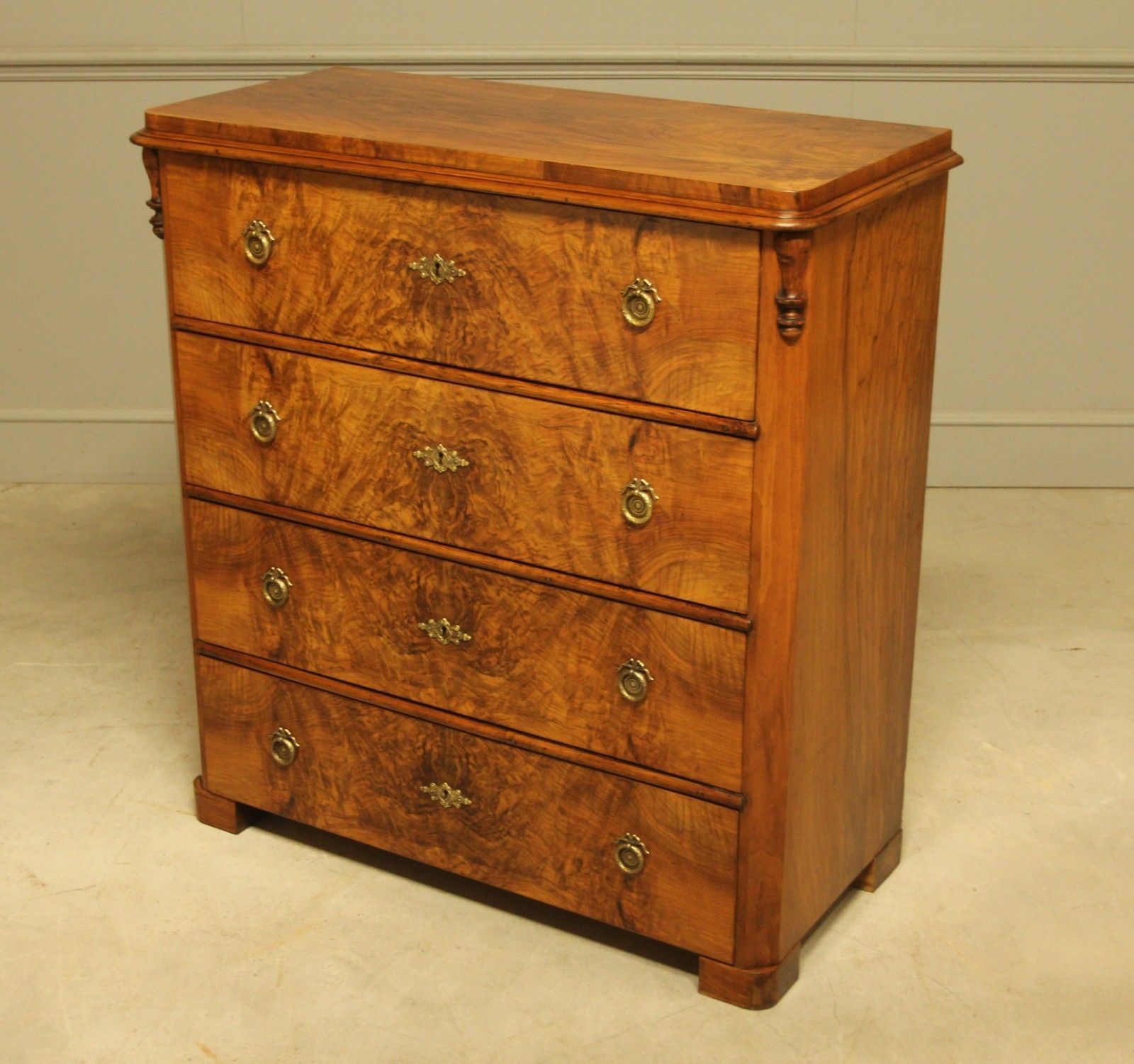 A Late 19th‑Century Swedish Burr Walnut Chest Of Drawers photo vintage