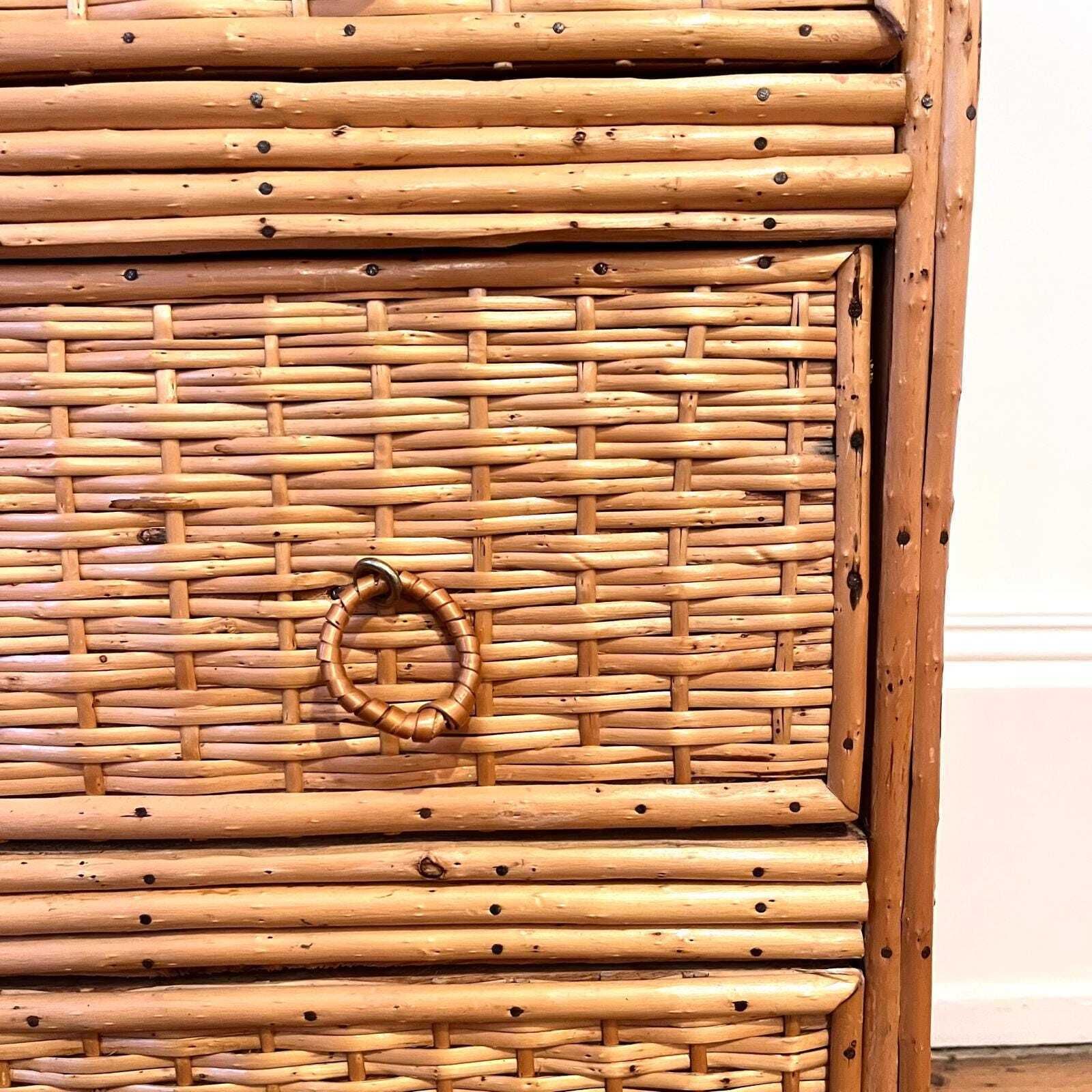Vintage Bamboo And Wicker 3 Drawer Chest Of Drawers/ Storage /Cupboard photo Furniture