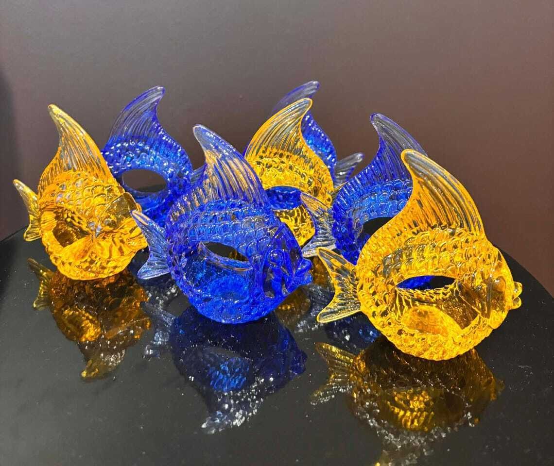 Lucite Angel Fish Napkin Rings: Tropical Beach Decor, Set Of 7 photo 257.0