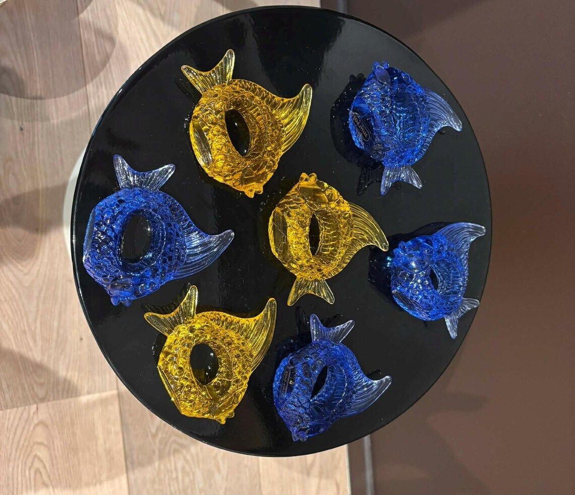 photo vinterior Lucite Angel Fish Napkin Rings: Tropical Beach Decor, Set Of 7