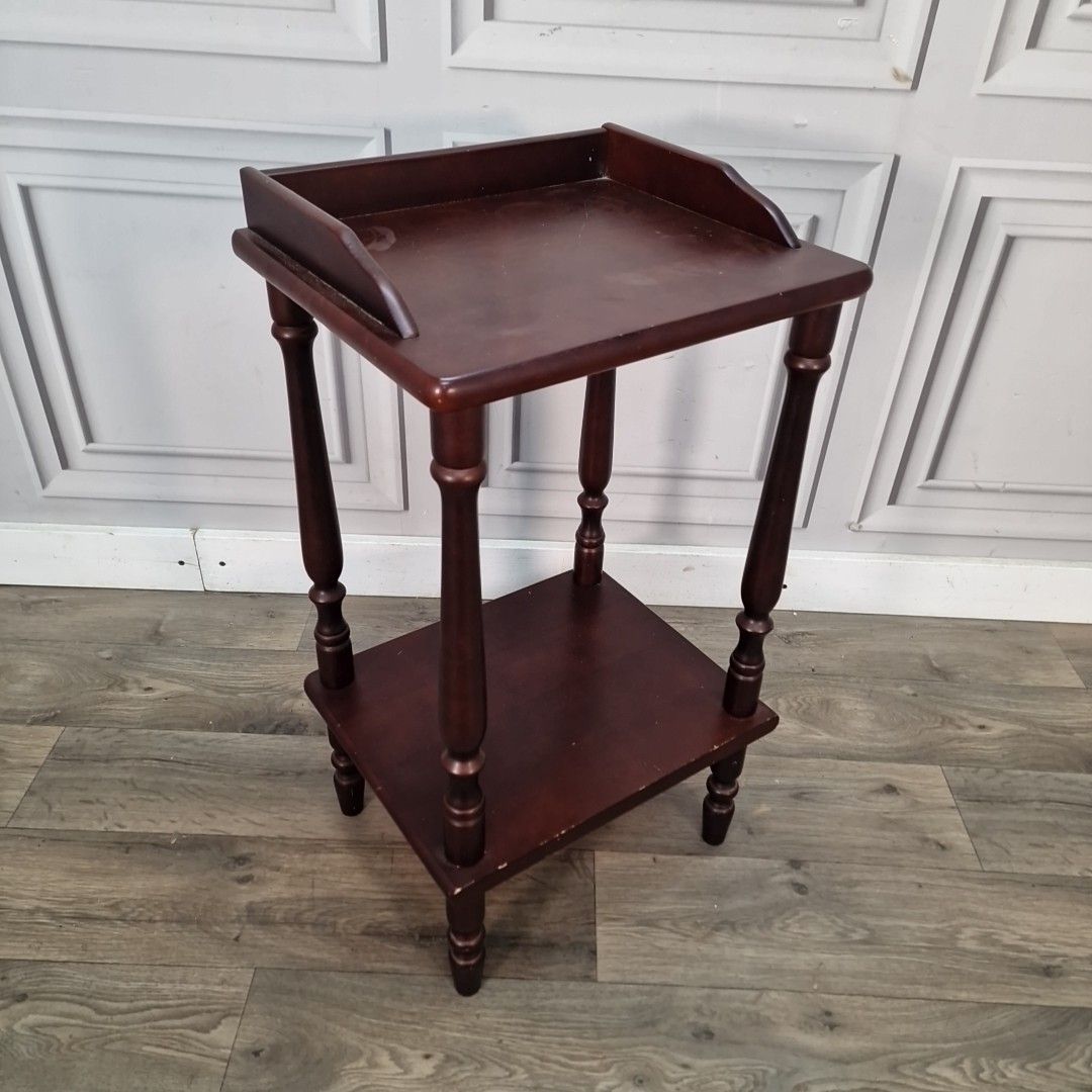 Vintage Telephone Side Table Tray Top Turned Wooden Whatnot Shelves Retro photo furniture