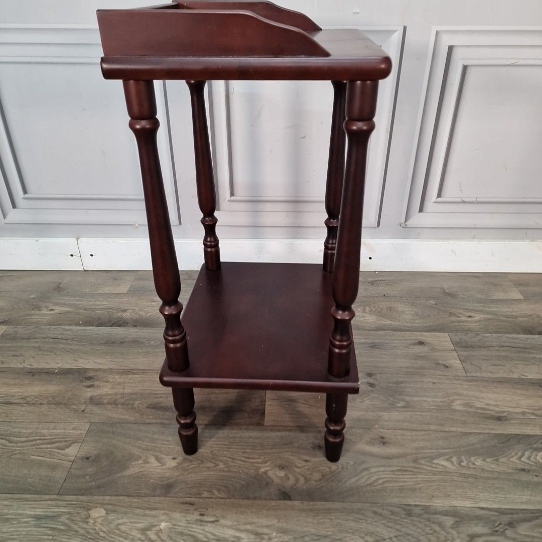 photo for sale Vintage Telephone Side Table Tray Top Turned Wooden Whatnot Shelves Retro