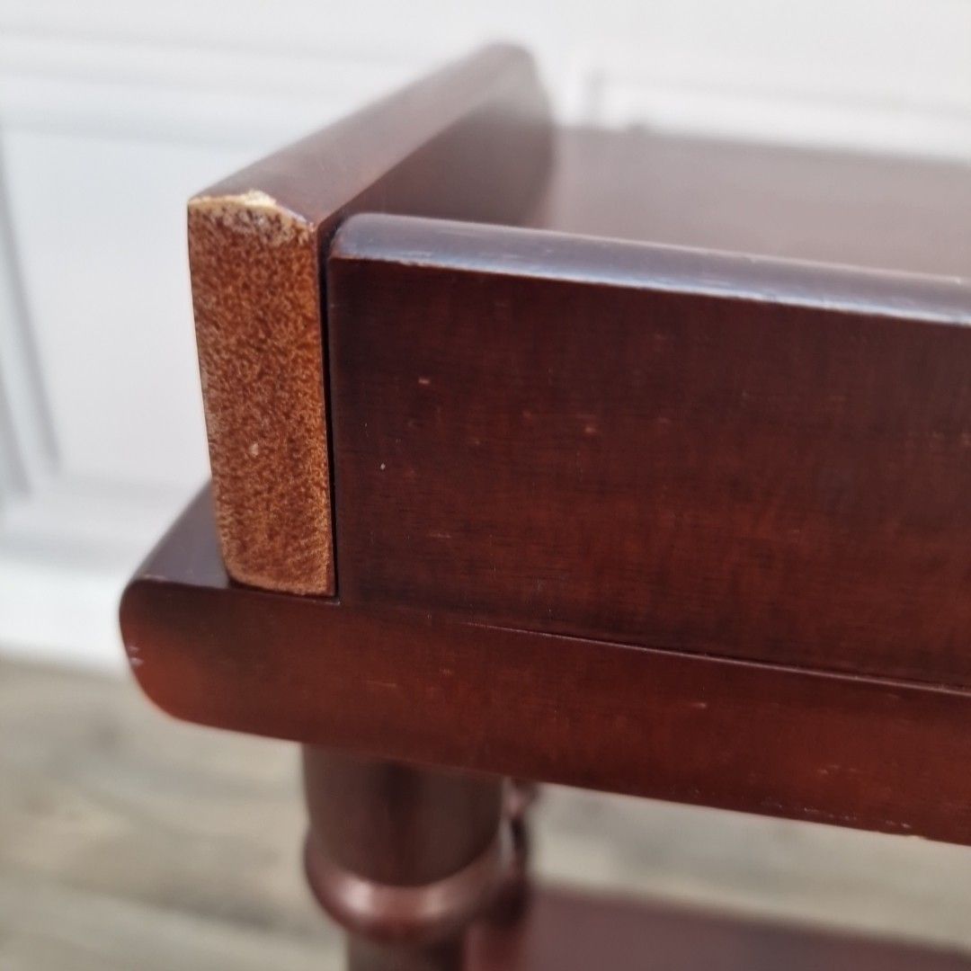 photo buy Vintage Telephone Side Table Tray Top Turned Wooden Whatnot Shelves Retro