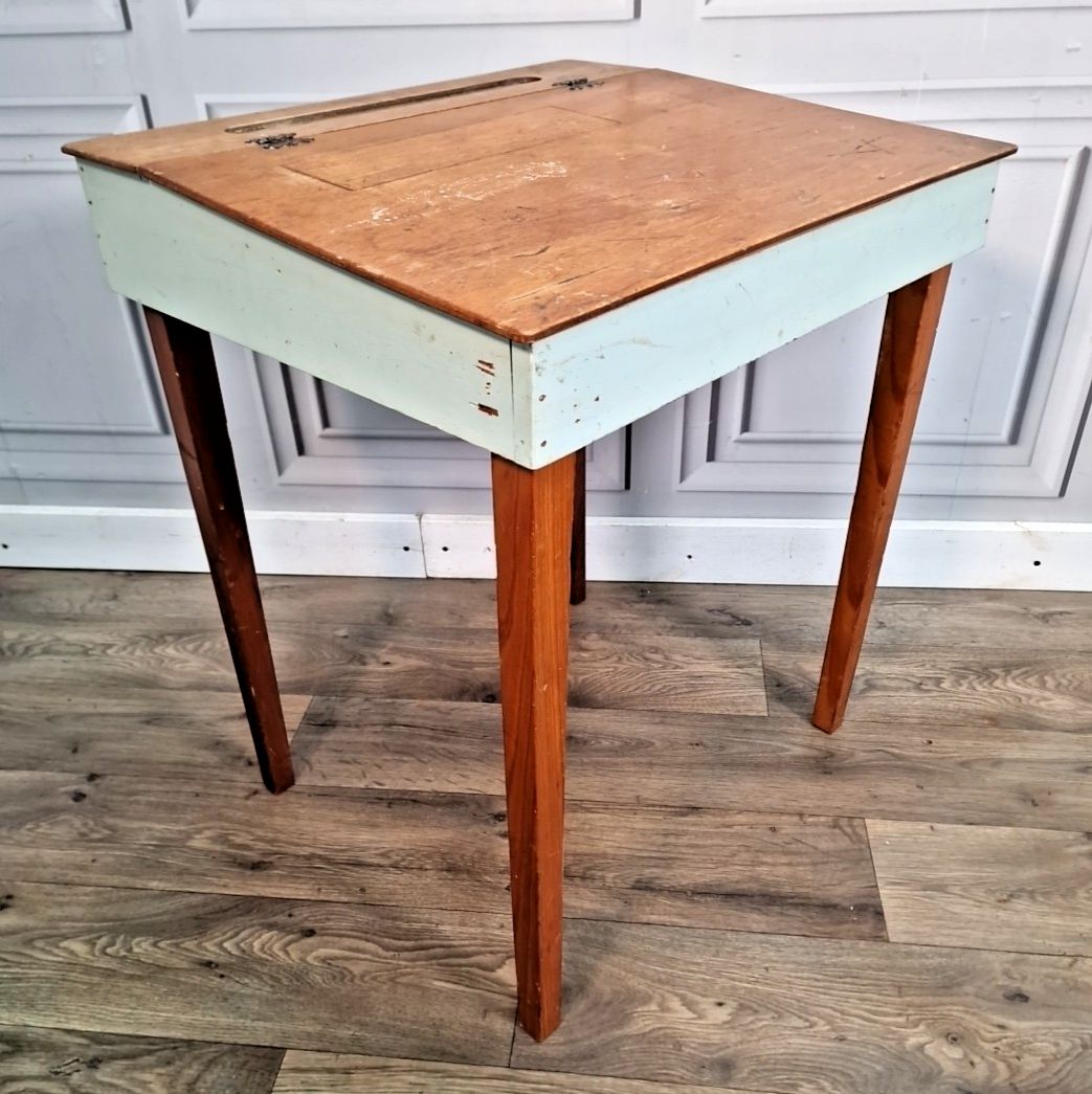 Vintage Writing Desk Sloped Top School Lift Lid Storage – Retro Children's Table