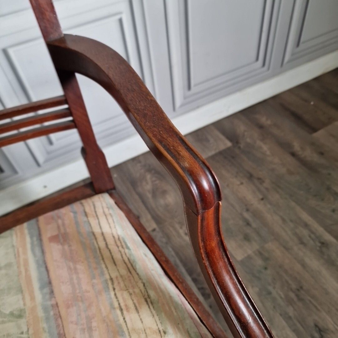 Antique Desk Elbow Chair Georgian Style Carver Armchair Fireside Wood Mahogany photo vintage