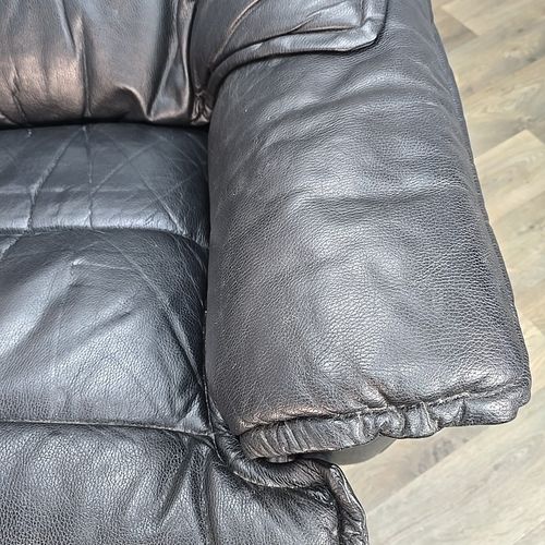 photo furniture Retro Mid Century Armchair Reclining Swivel Recliner Black Leather Chair Danish