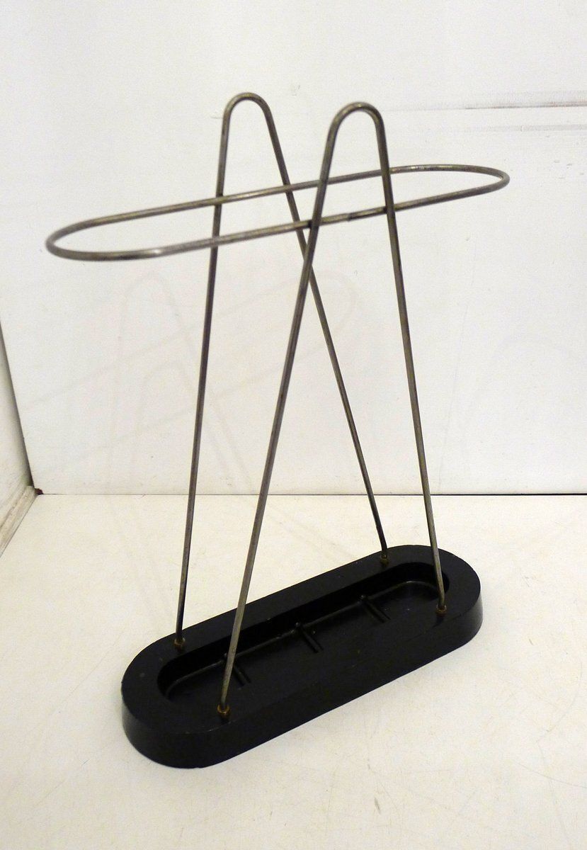 Modern Umbrella Stand In Chromed Metal And Cast Iron, 1950s photo 190.0