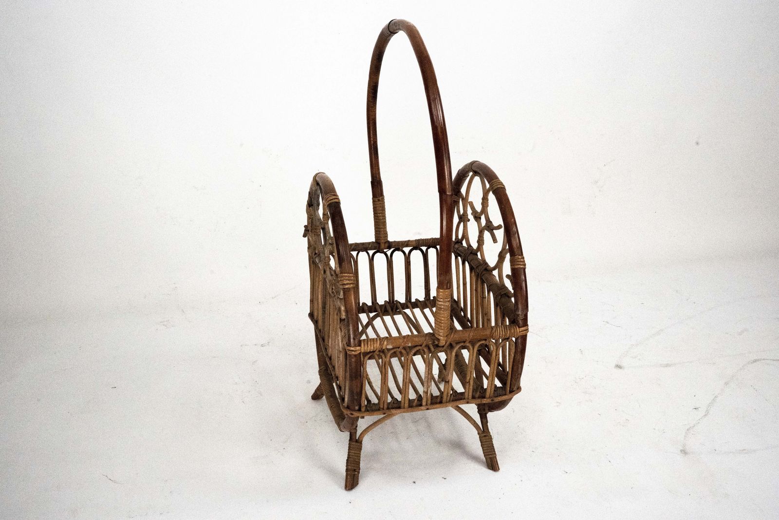 Italian Bamboo & Rattan Magazine Rack, 1950s photo vinterior