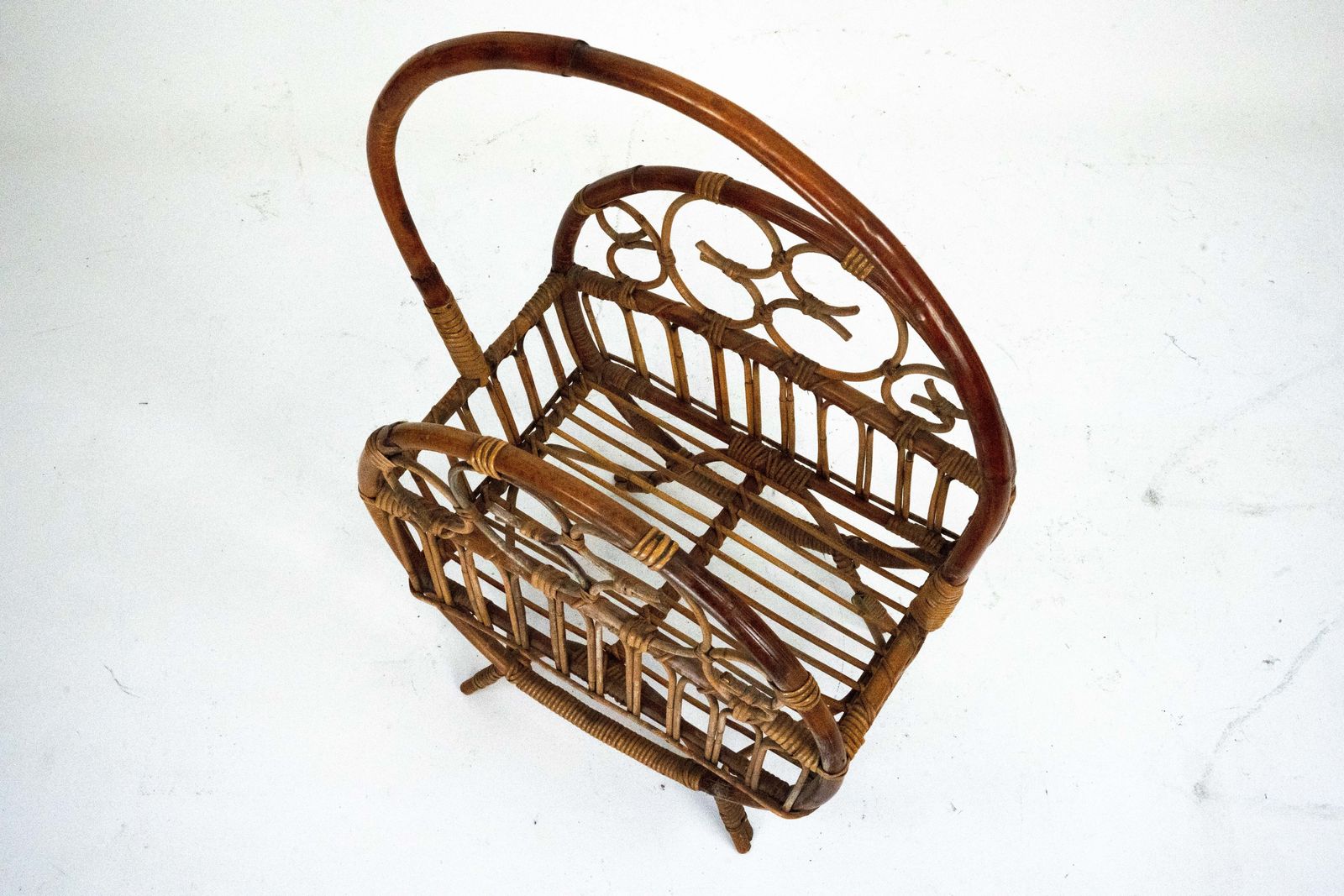 Italian Bamboo & Rattan Magazine Rack, 1950s photo buy