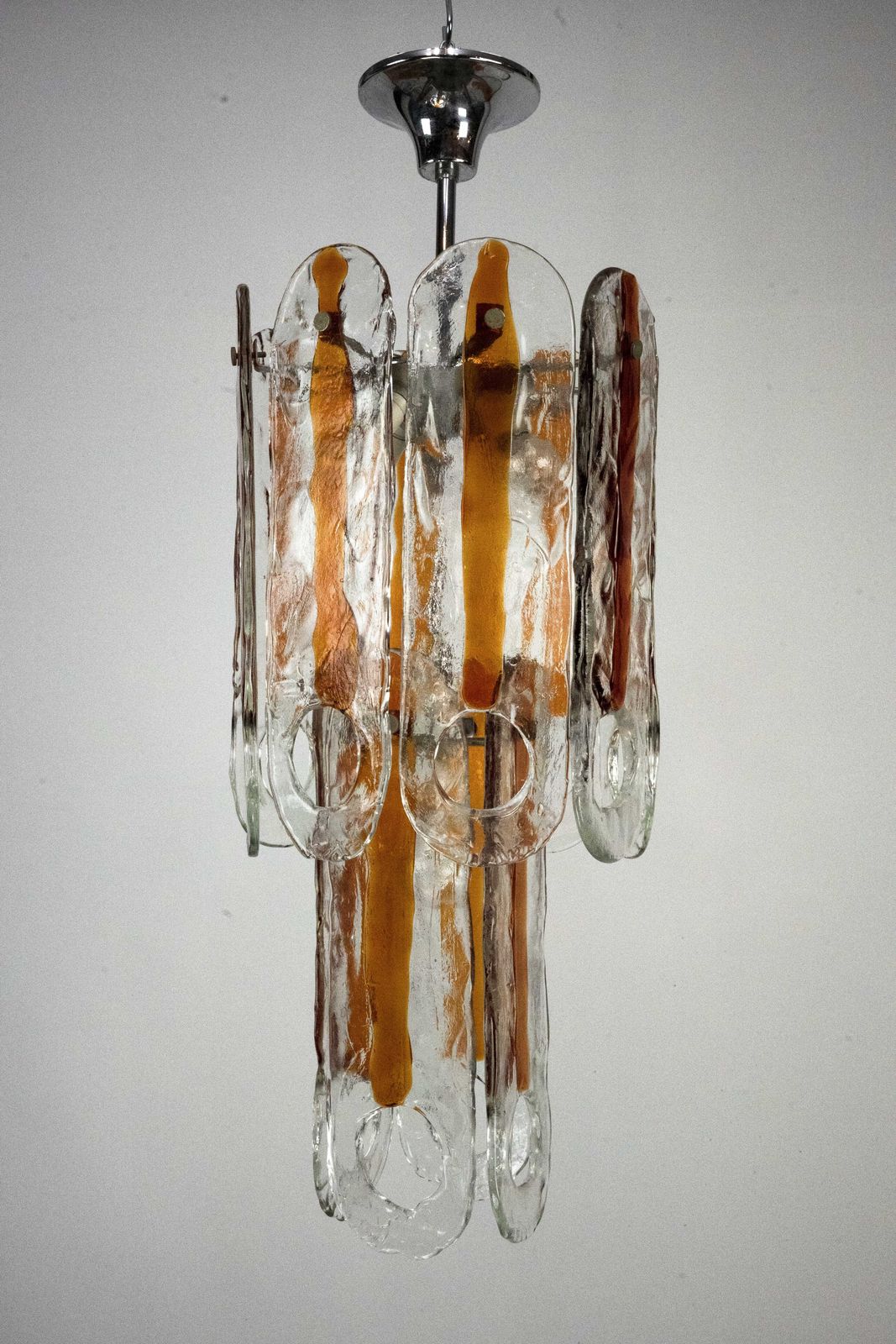 Italian Vintage Murano Glass Chandelier By Mazzega, Model Occhio. Italy 1970s photo furniture