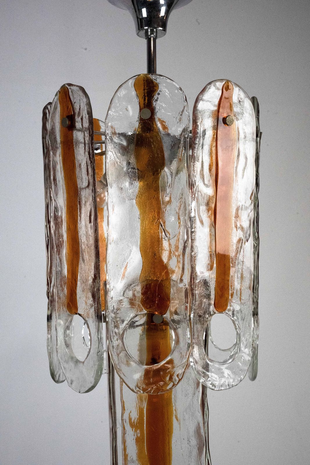 photo for sale Italian Vintage Murano Glass Chandelier By Mazzega, Model Occhio. Italy 1970s