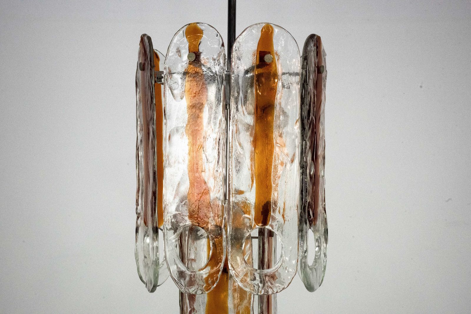photo vintage Italian Vintage Murano Glass Chandelier By Mazzega, Model Occhio. Italy 1970s