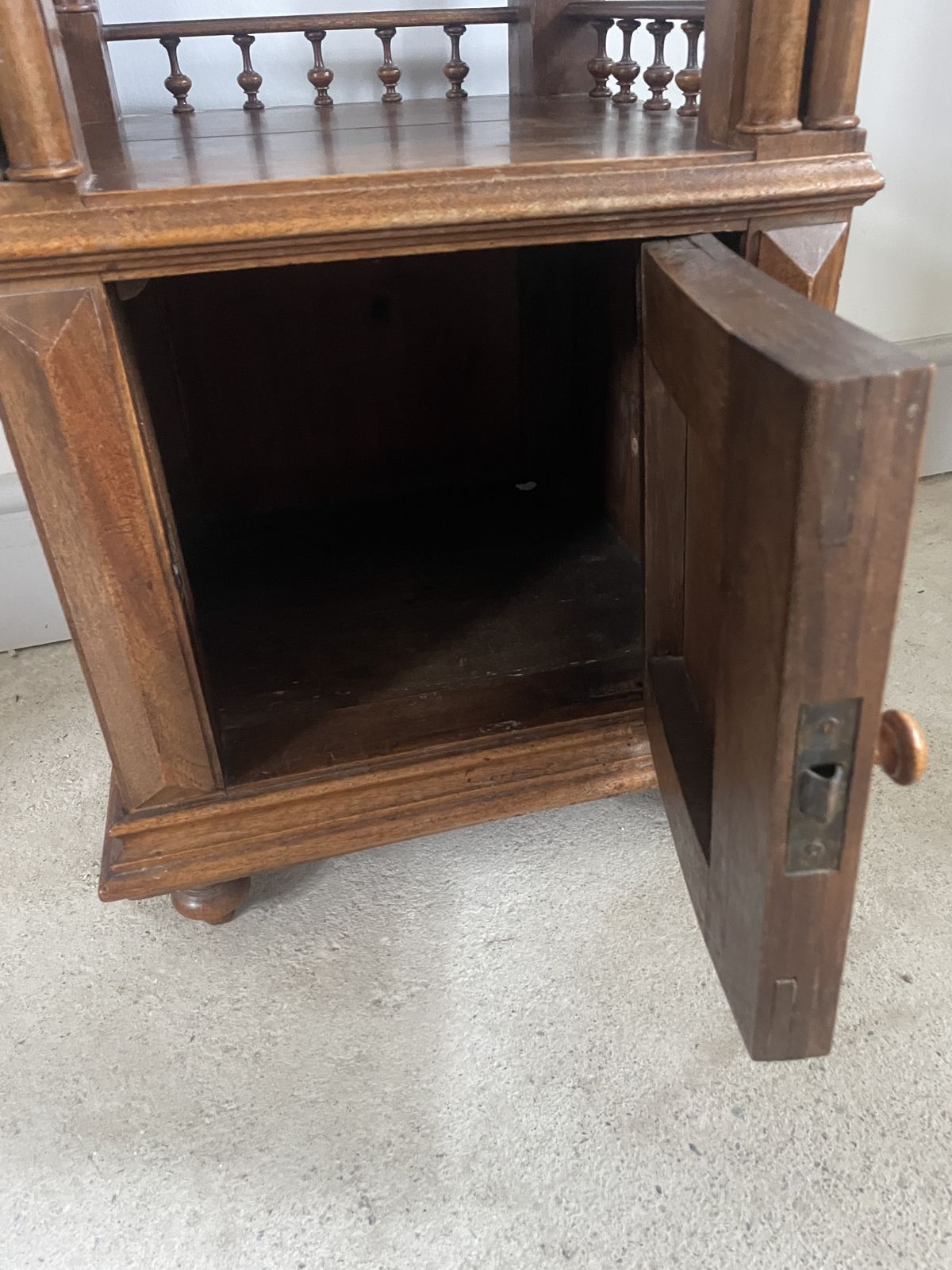 An Antique French Walnut Marble Topped Bedside Cabinet photo for sale