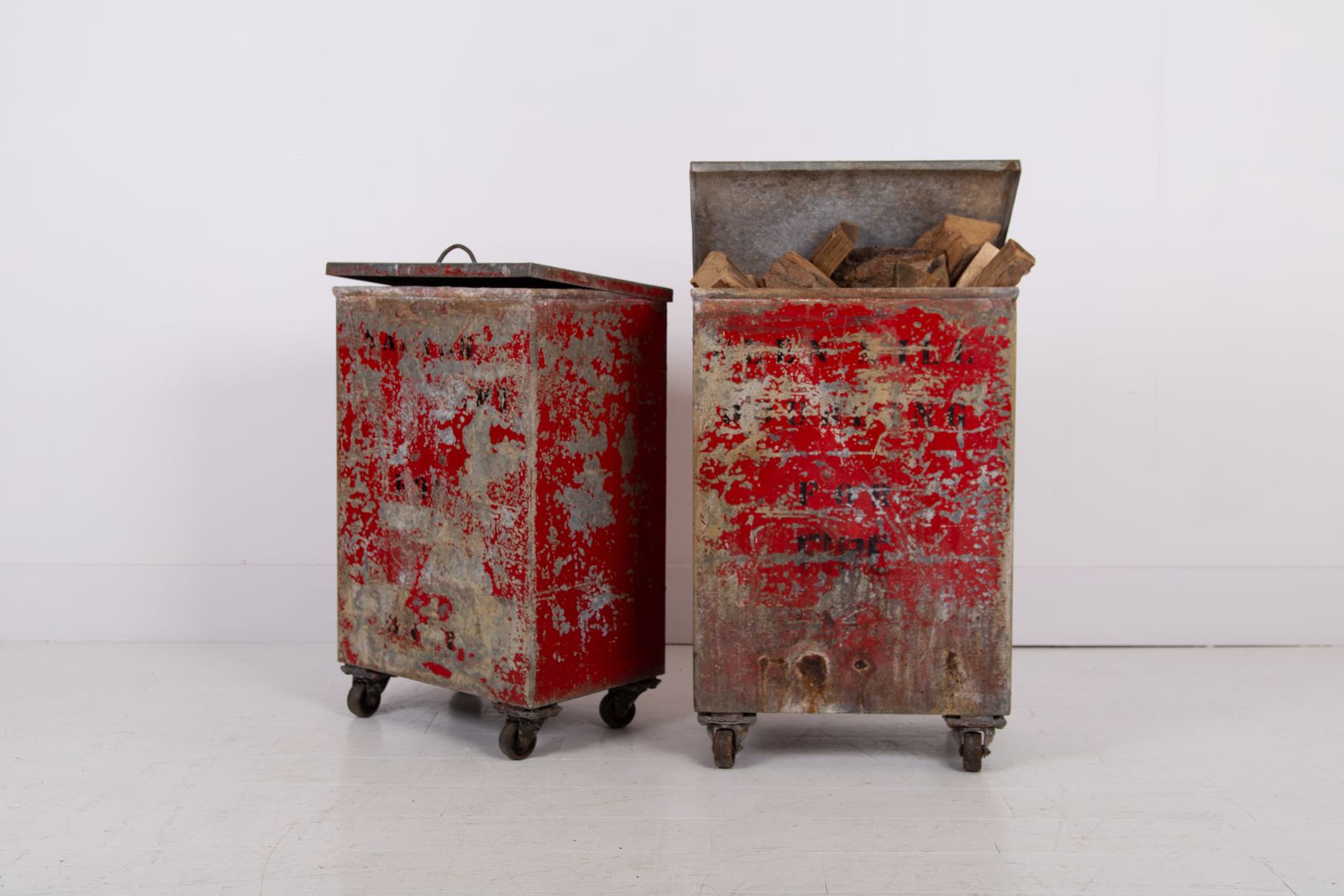 photo for sale Vintage Fire Bin On Wheels From Richard Arkwright Masson Mills