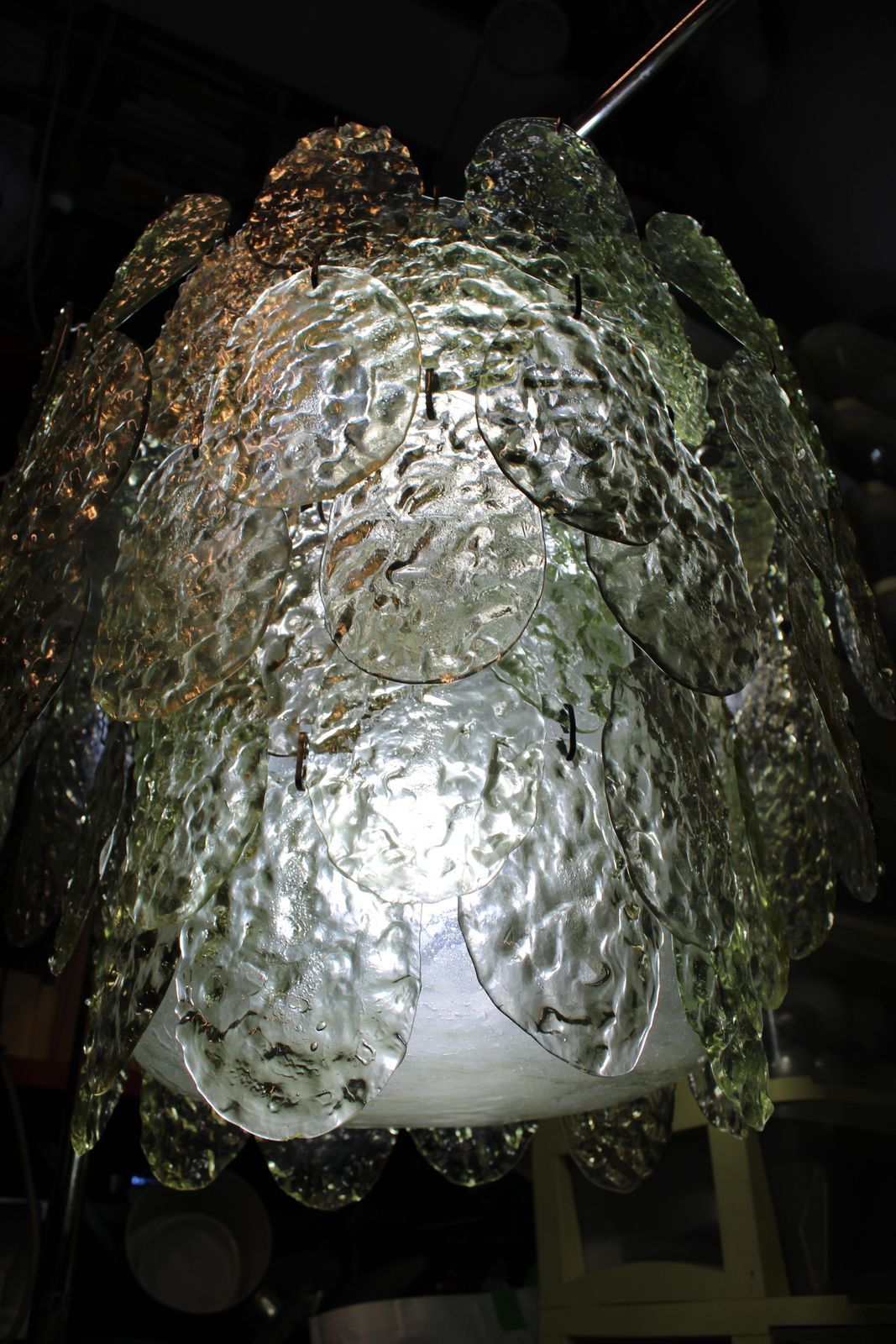 Vetrerie Gino Vistosi Murano 1960s Round Chandelier Green Color photo furniture