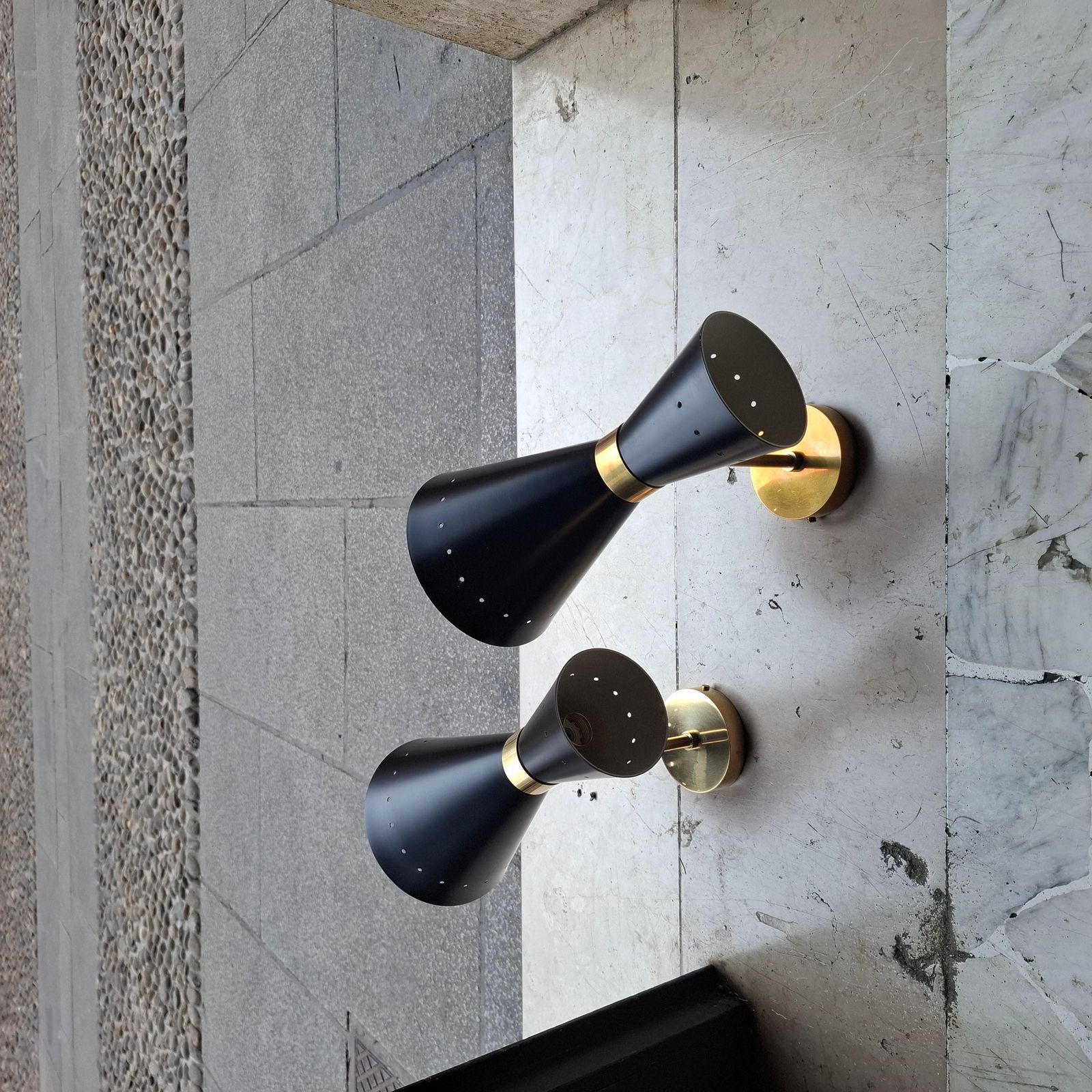 Stilnovo “Stile” Couple Sconces Brass Metal, 1960, Italy photo vintage