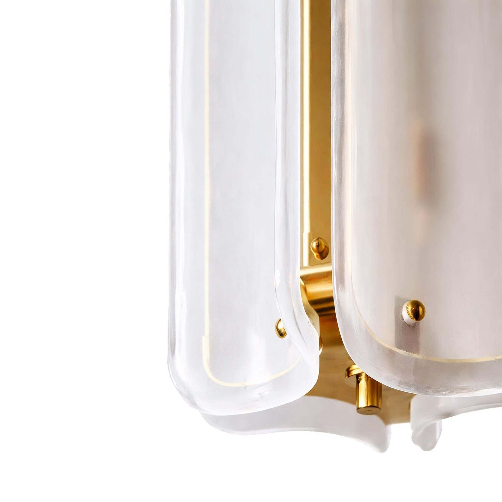 Mid Century Modern Style White Murano Glass And Brass Italian Pendant Lamp photo 2304.0