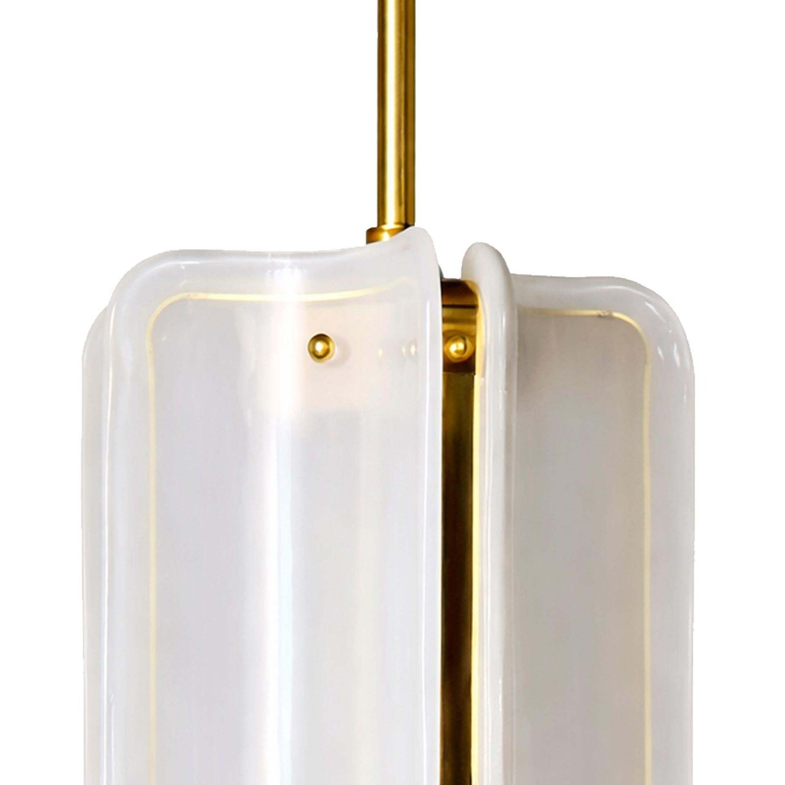 Mid Century Modern Style White Murano Glass And Brass Italian Pendant Lamp photo buy