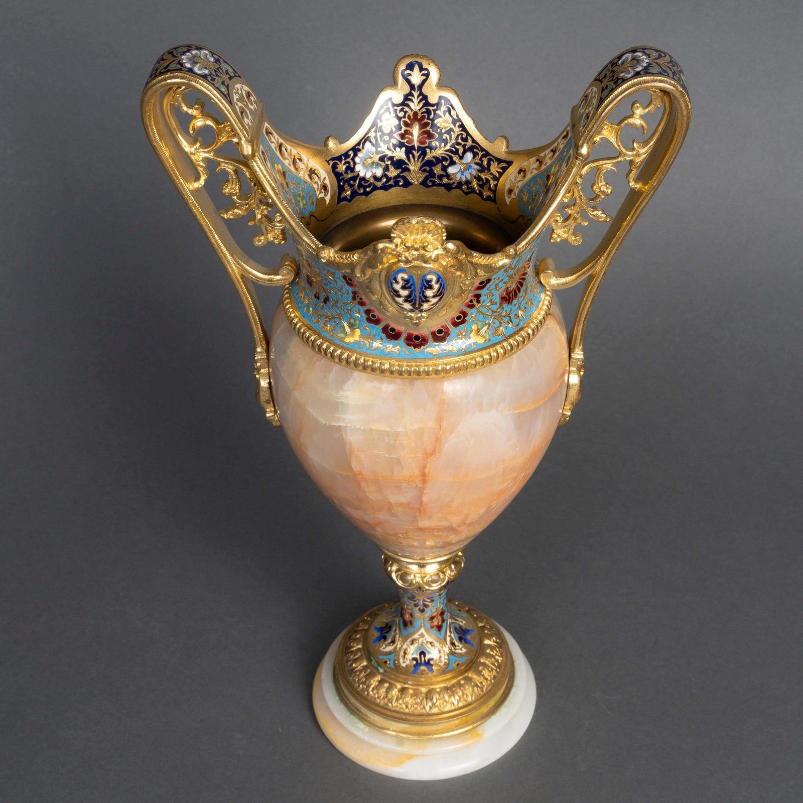 Enameled Gilt Bronze And Onyx Vase Or Centerpiece, 19th Century. photo furniture