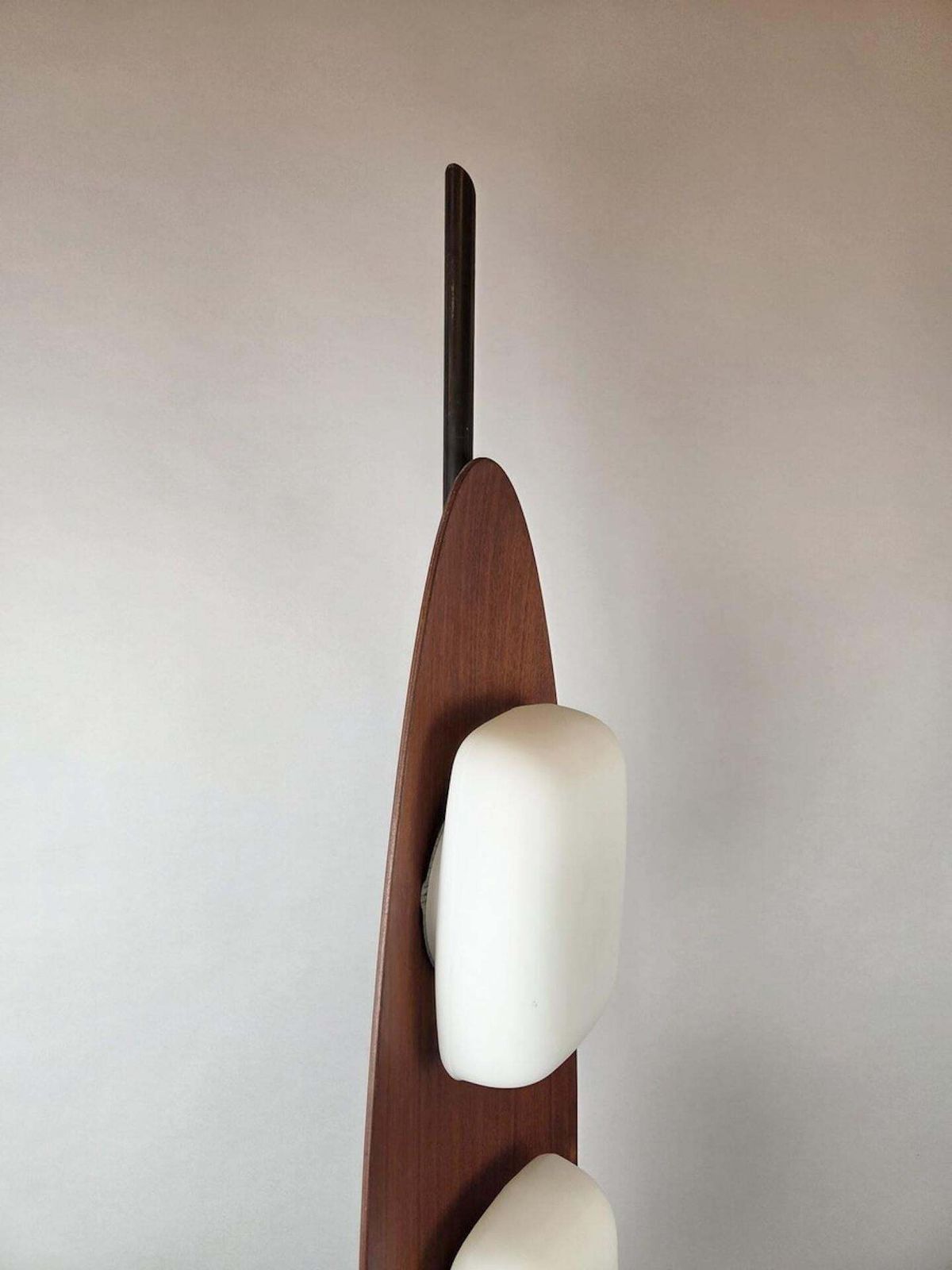 Totem Floor Lamp By Goffredo Reggiani, Wood, Marble And Opaline Glass, Italy photo for sale