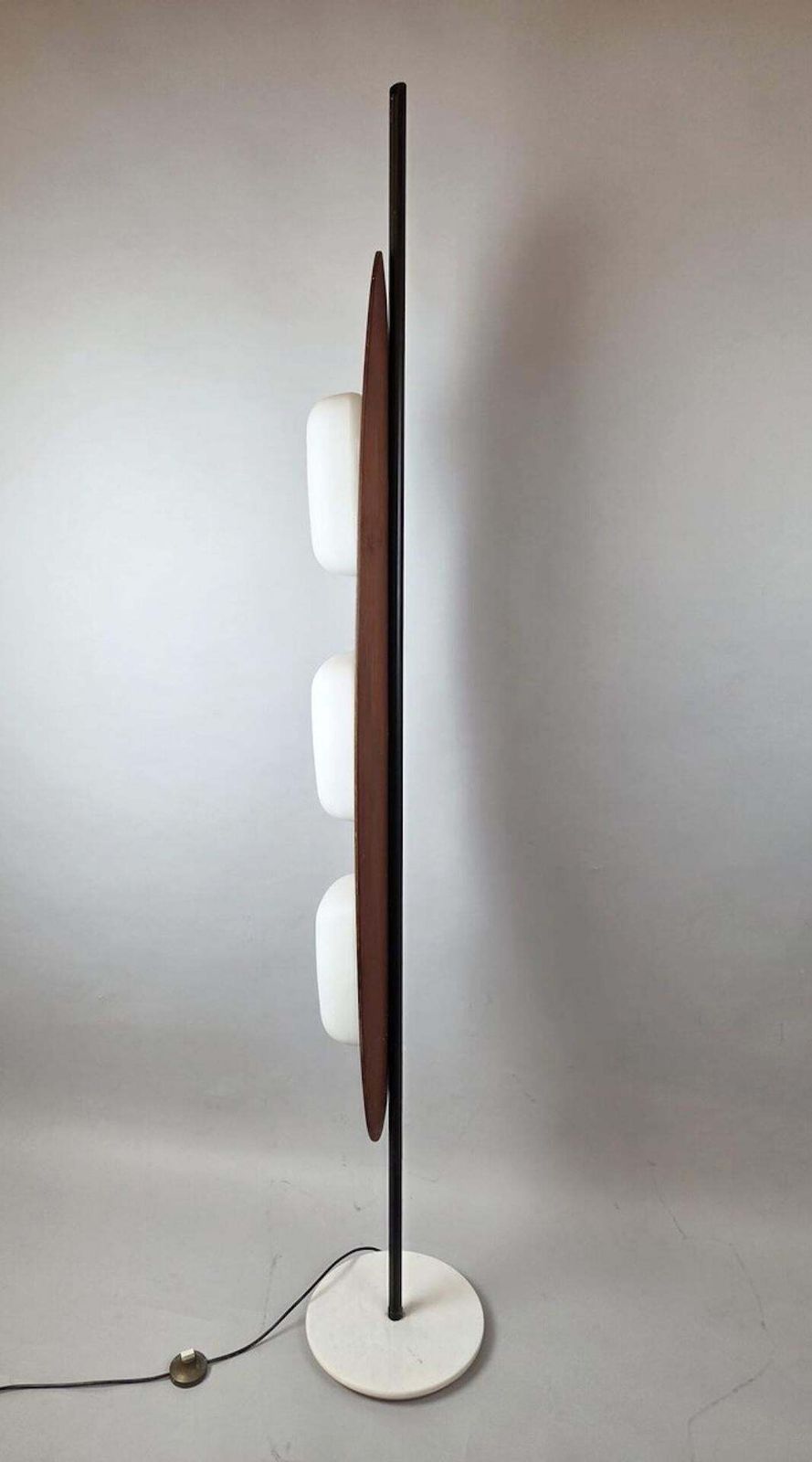 Totem Floor Lamp By Goffredo Reggiani, Wood, Marble And Opaline Glass, Italy photo 3925.0