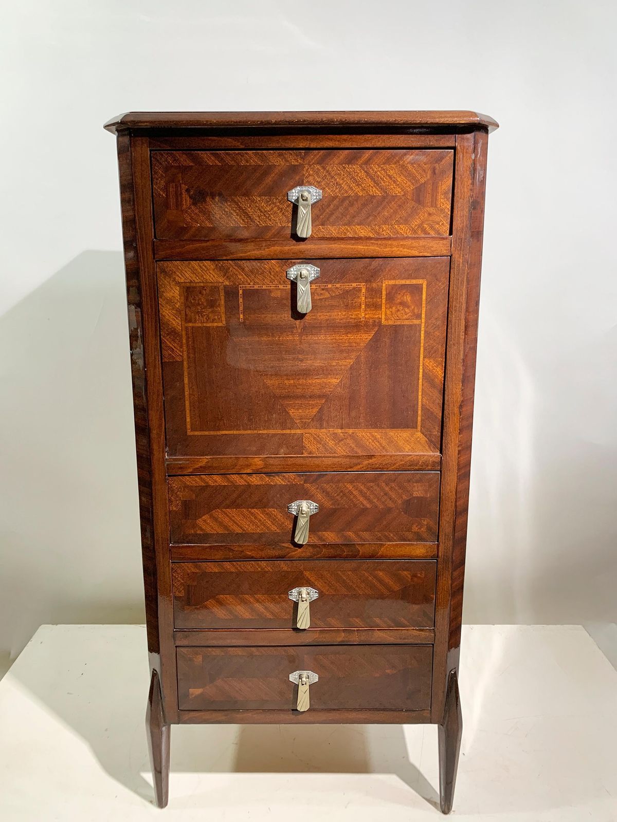 Italian Art Deco Secretary & Dry Bar With Wood Inlay, Circa 1940s photo 3468.0